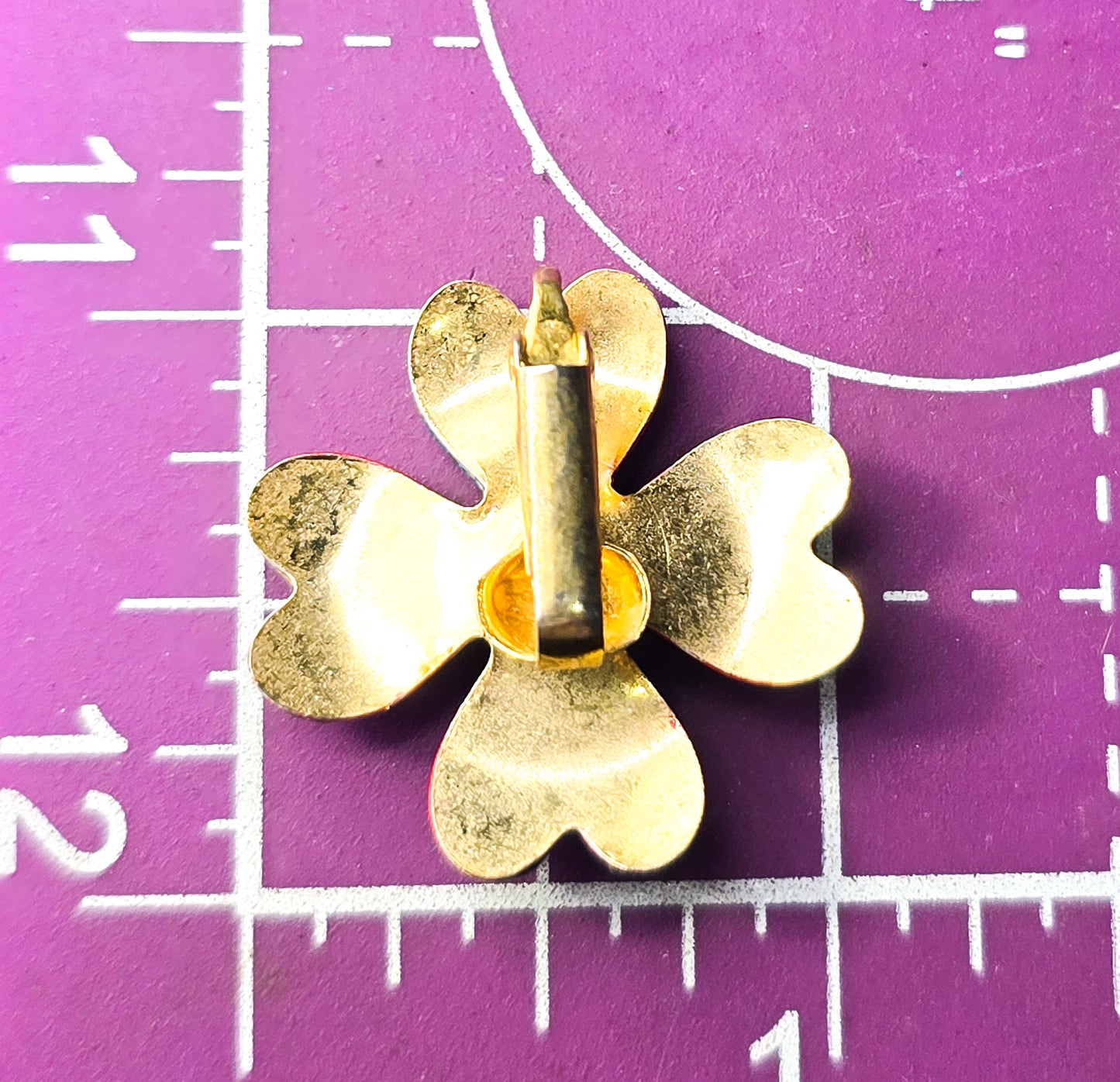 Red and blue 3D Retro mid century tin flower vintage clip on earrings