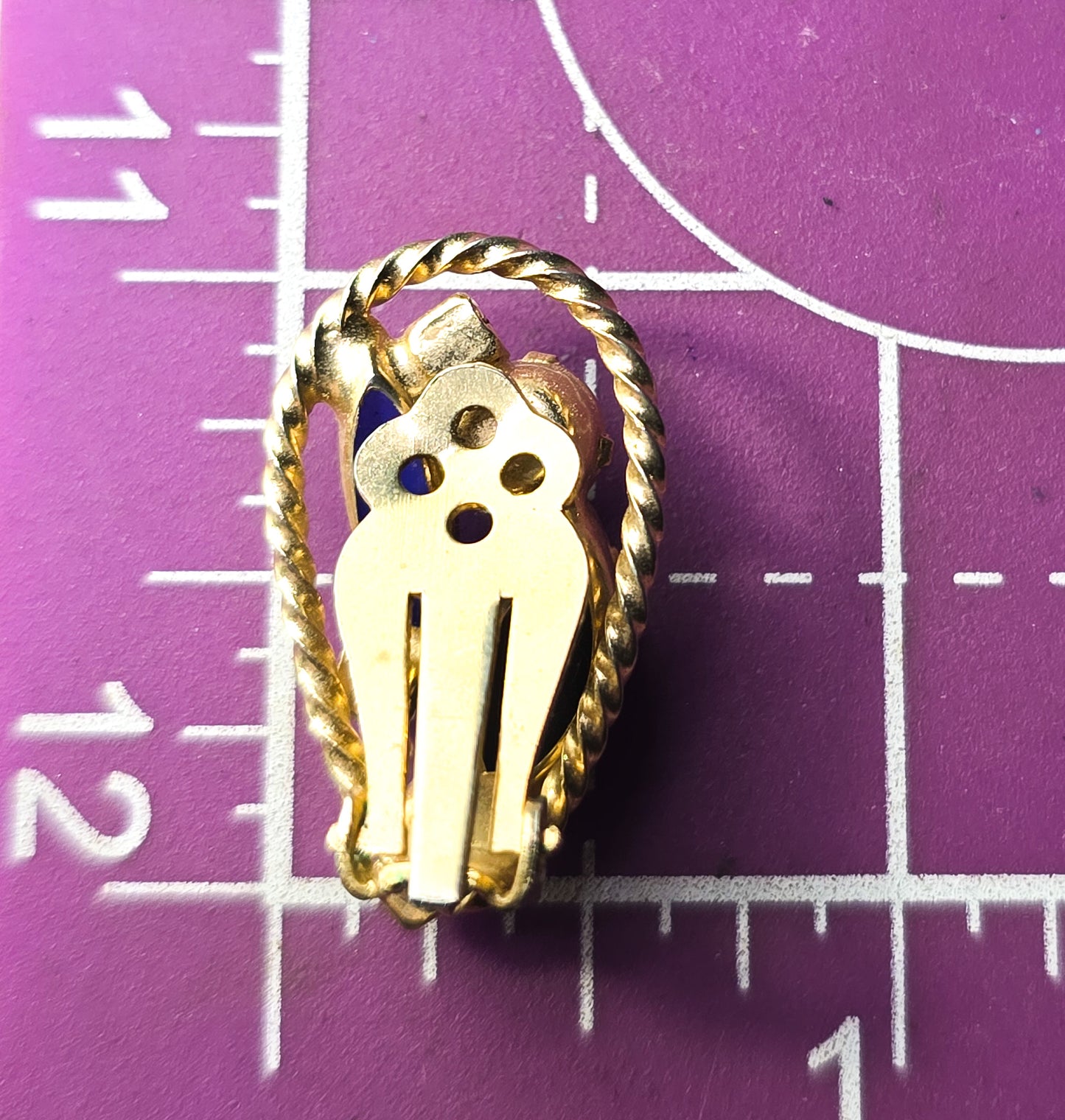 Blue rhinestone halo vintage gold toned mid century clip on earrings