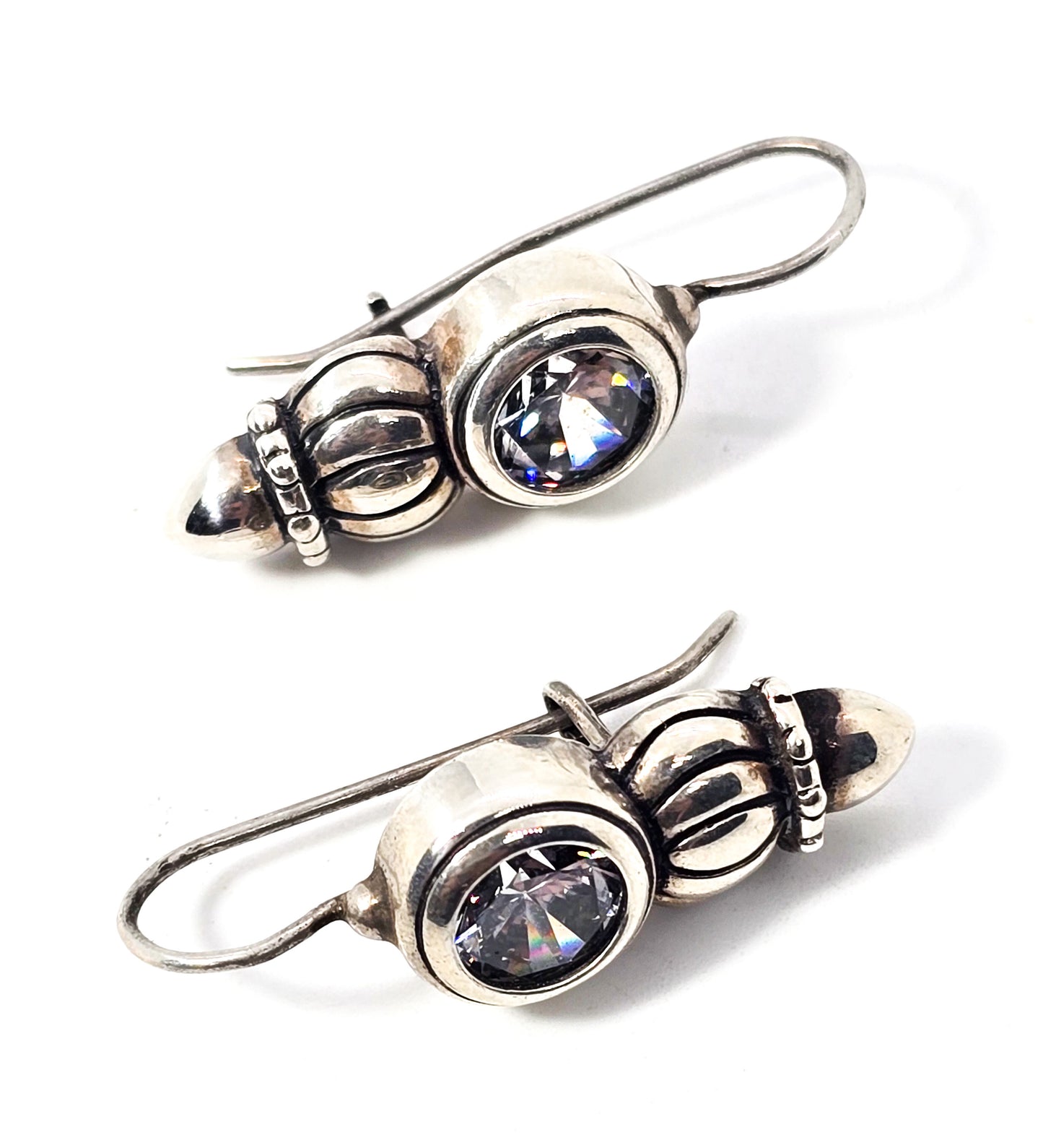 Headlight Sterling silver Cubic Zirconia vintage drop earrings 925
