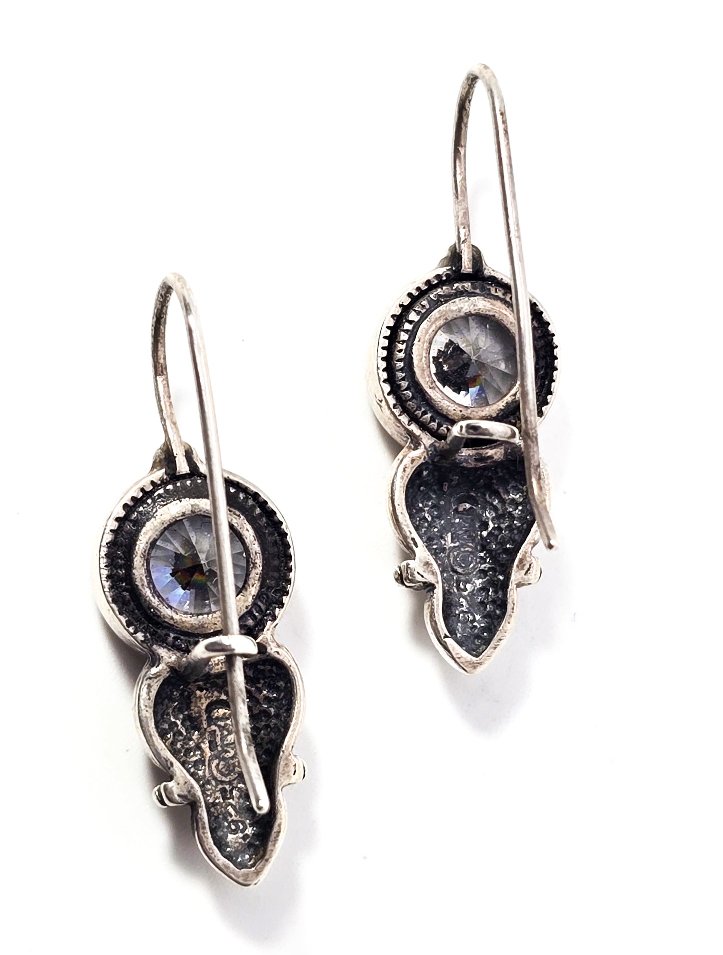 Headlight Sterling silver Cubic Zirconia vintage drop earrings 925