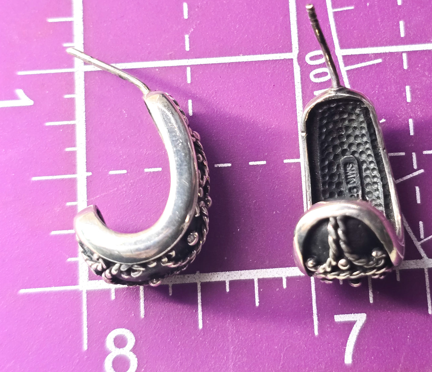 Mark Wasserman Samara MWS Balinese Bali vintage sterling silver hoop earrings