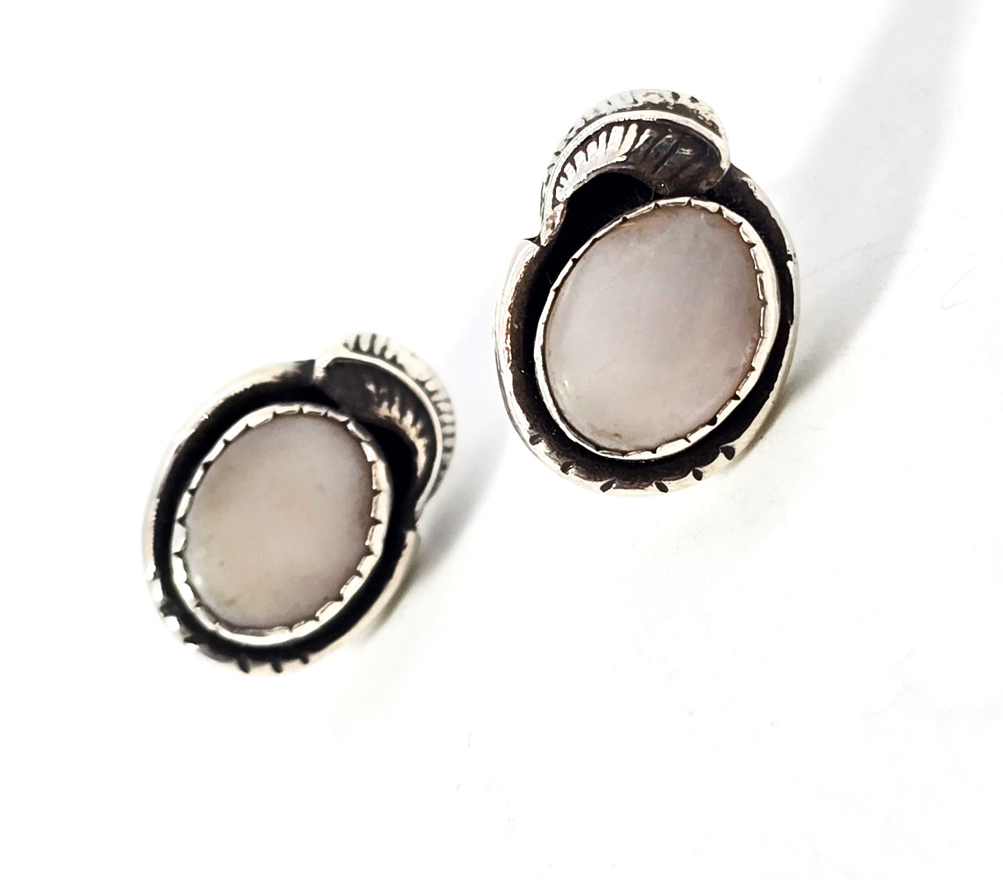 Native American Navajo Mother of Pearl MOP sterling silver stud vintage earrings