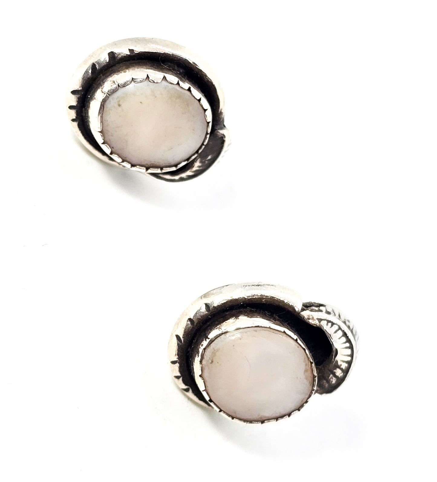 Native American Navajo Mother of Pearl MOP sterling silver stud vintage earrings