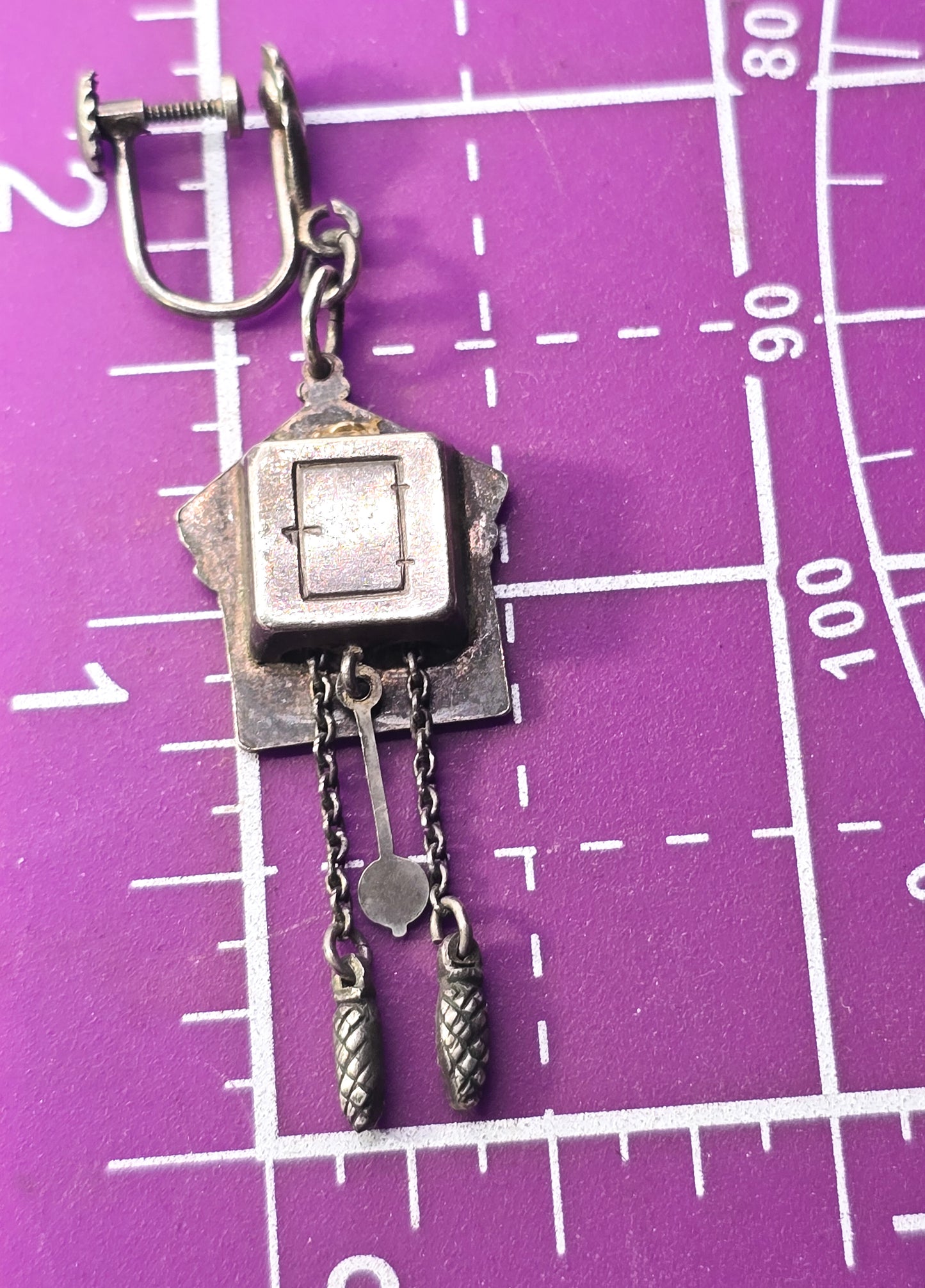 Antique Cuckoo clock German 835 sterling silver screw back earrings