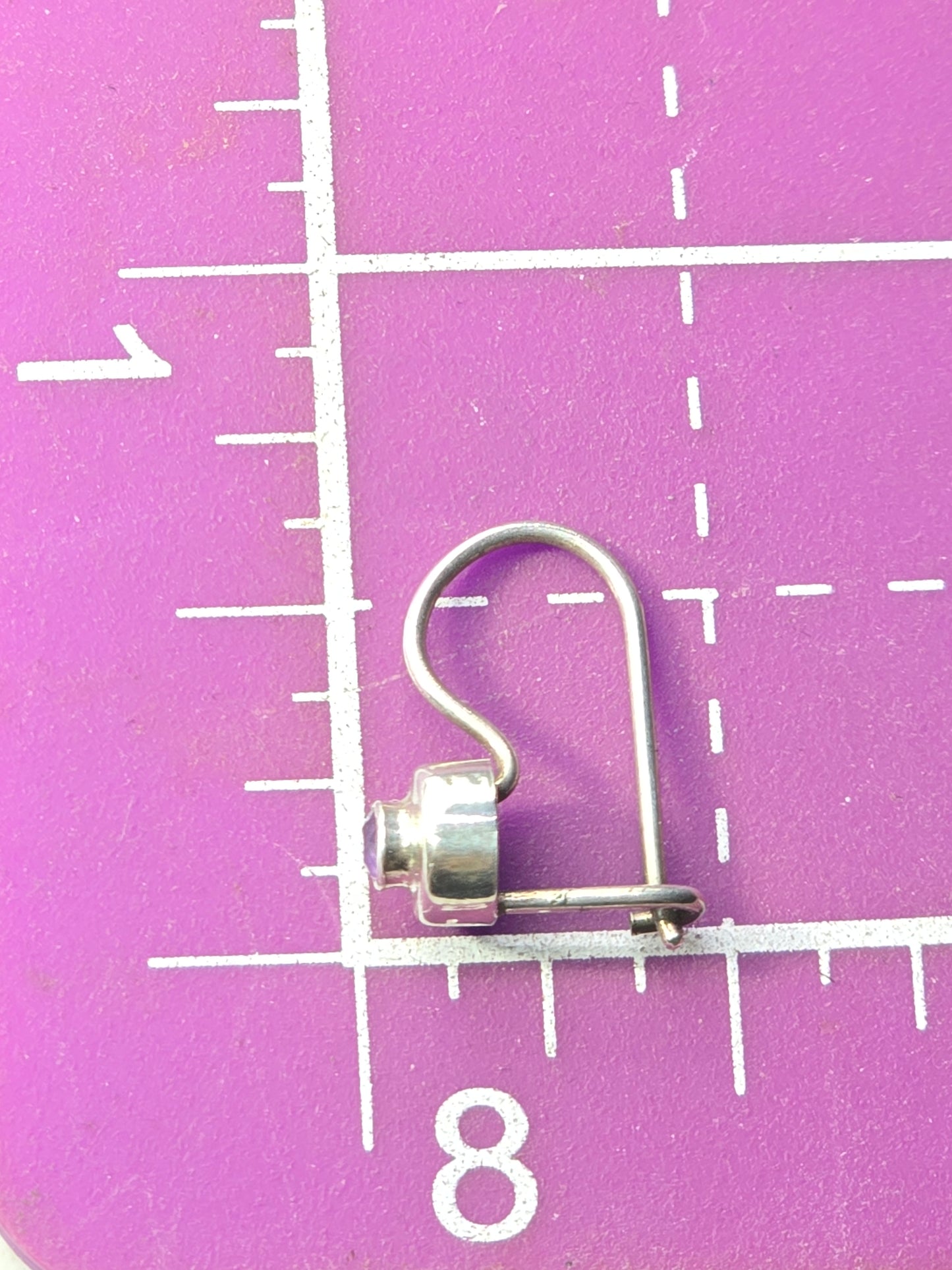 Amethyst Modernist small faceted purple gemstone sterling silver drop earrings