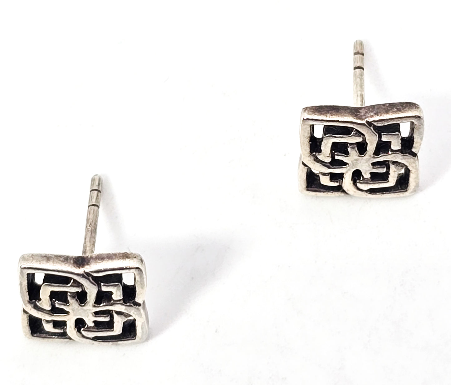 Filigree square mandala sterling silver stud earrings