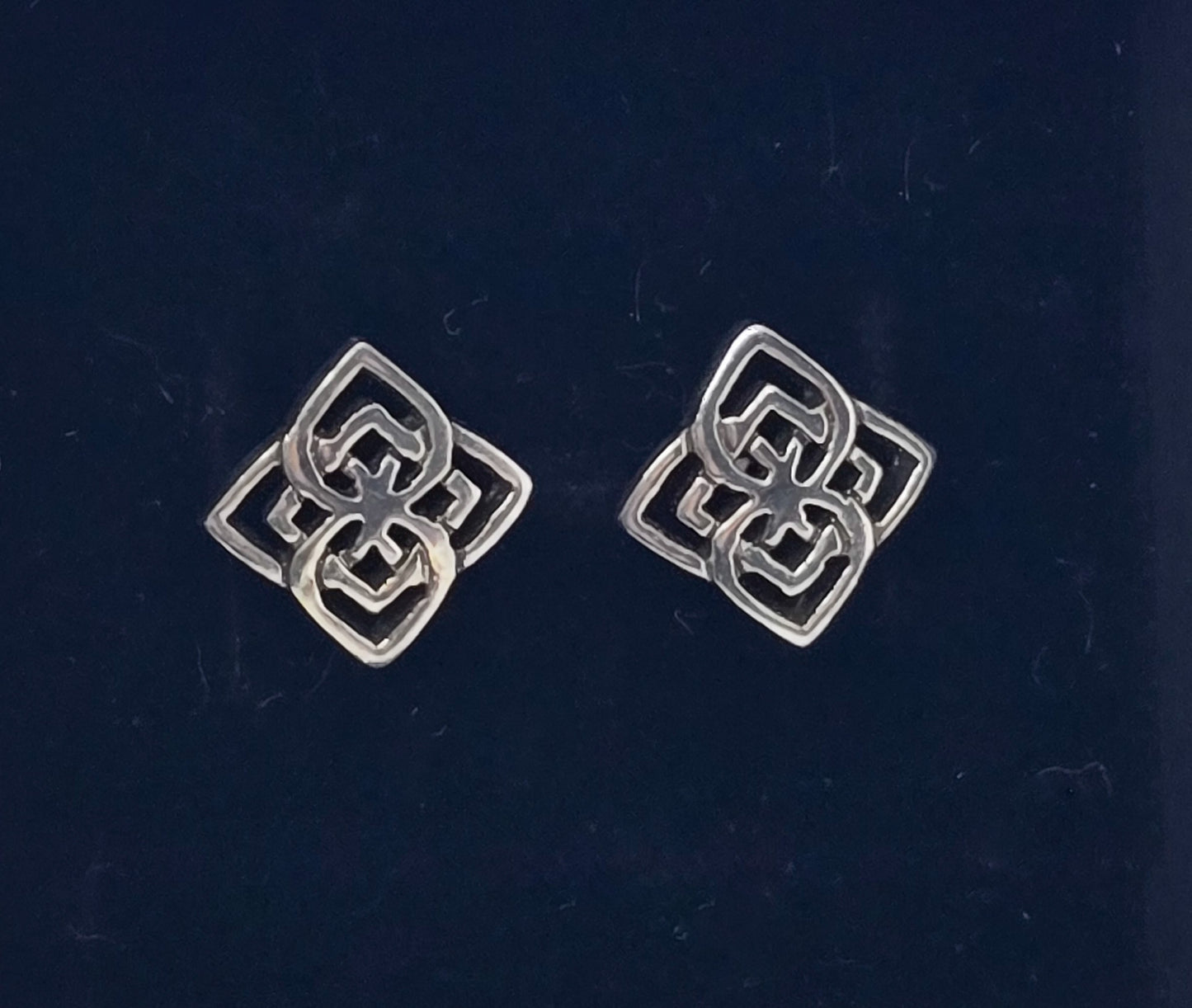 Filigree square mandala sterling silver stud earrings