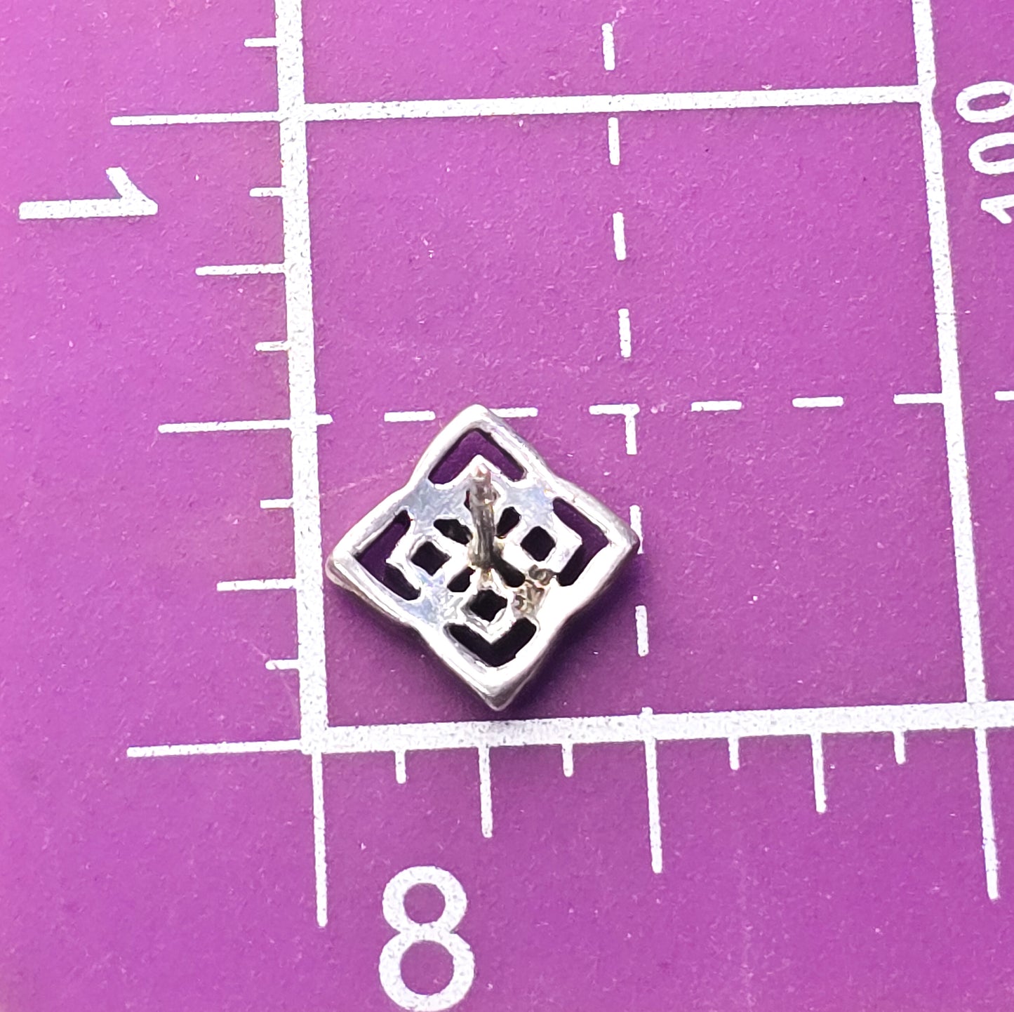 Filigree square mandala sterling silver stud earrings
