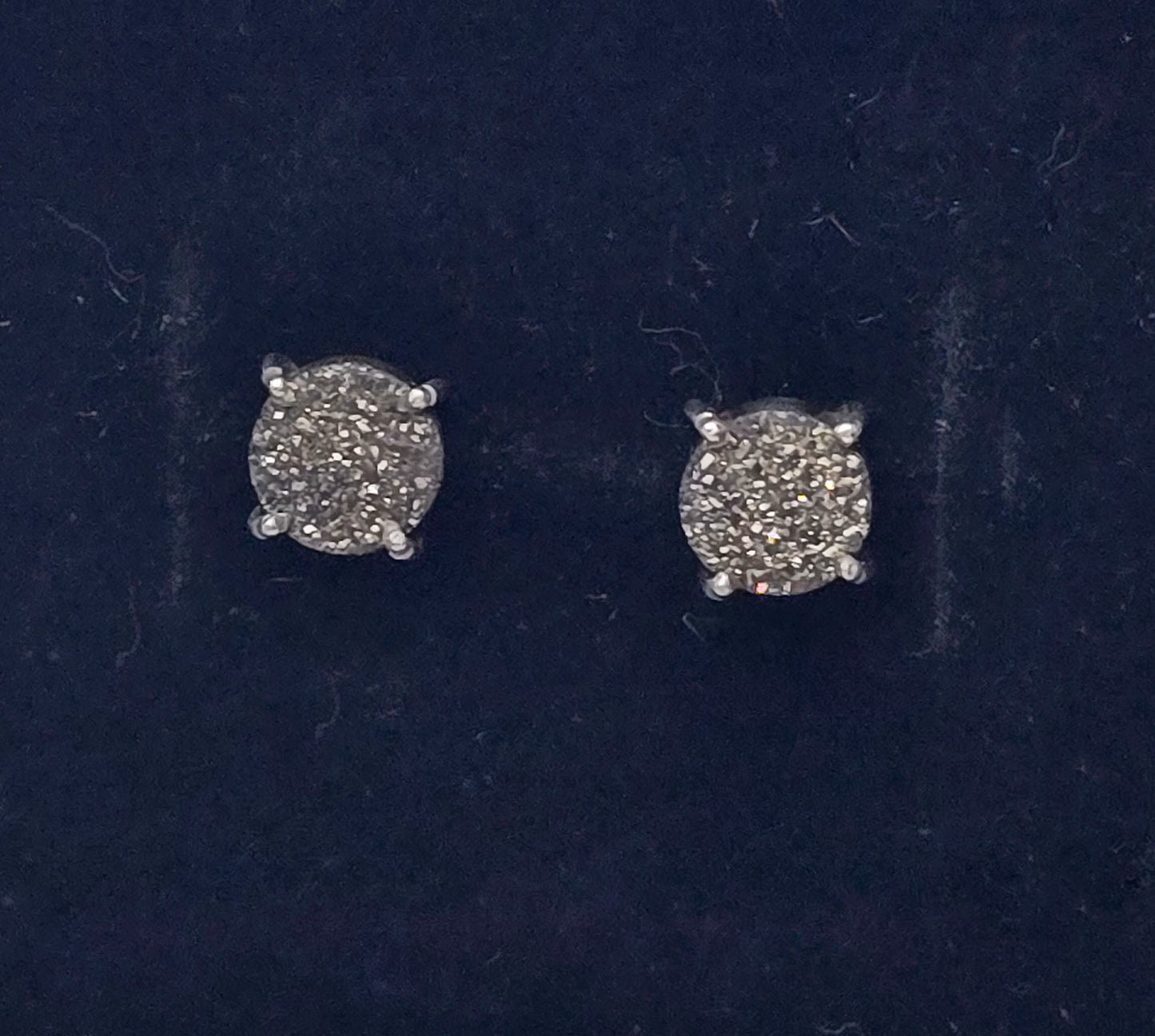 Black sparkling druzy gemstone prong set sterling silver stud earrings