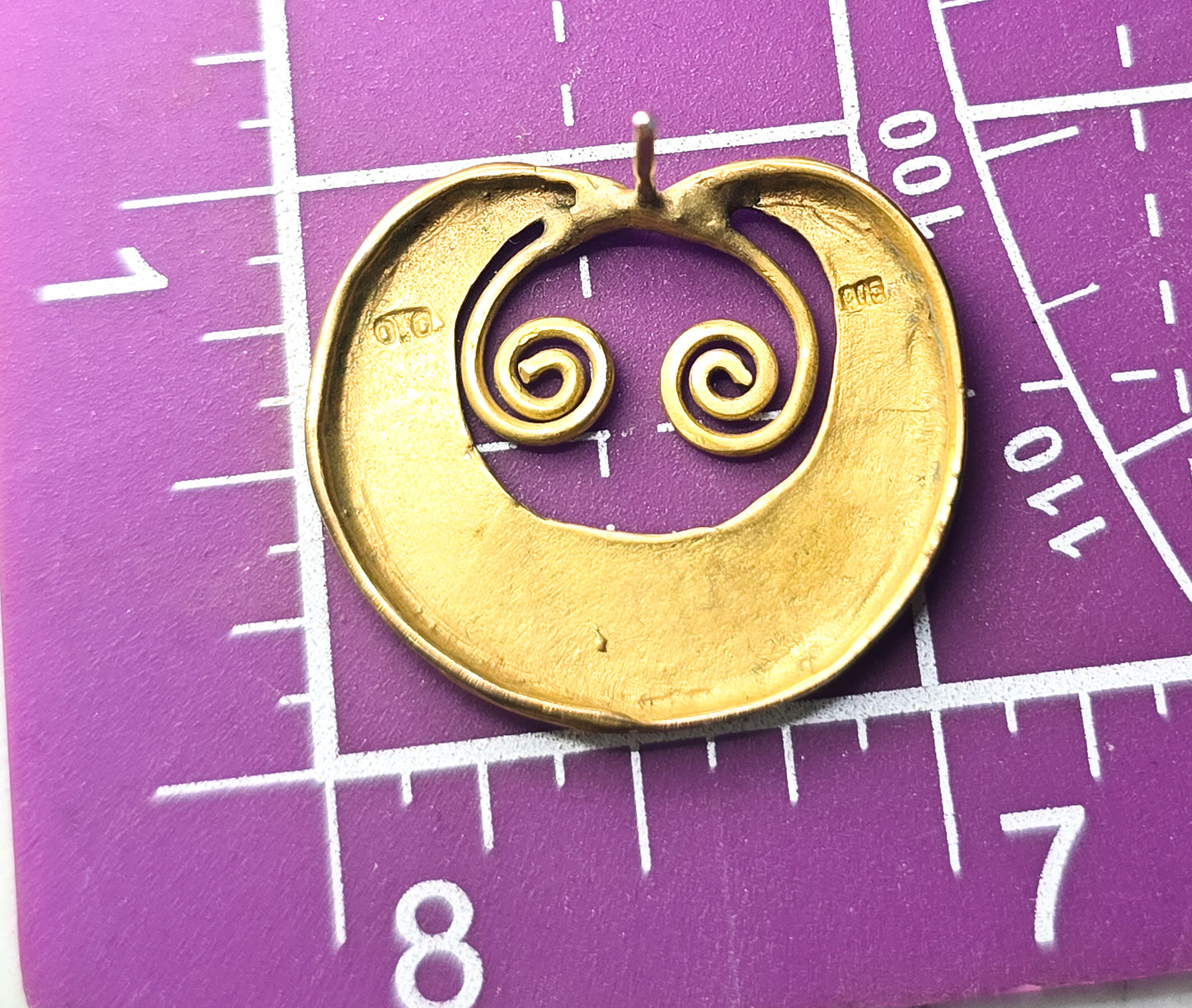 Ani-ani Indonesian protection spiral vintage gold toned signed OTO 005 earrings