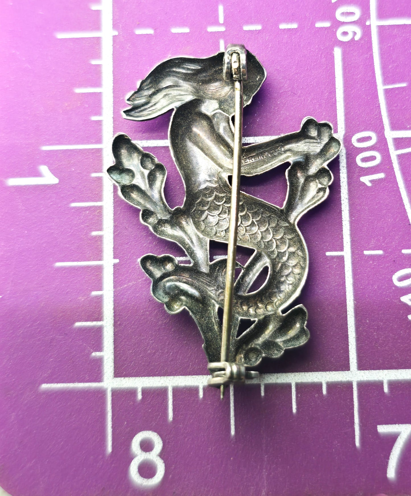 Original WW2 Victory Navy Submariner Mermaid Sterling Silver Brooch Uncas