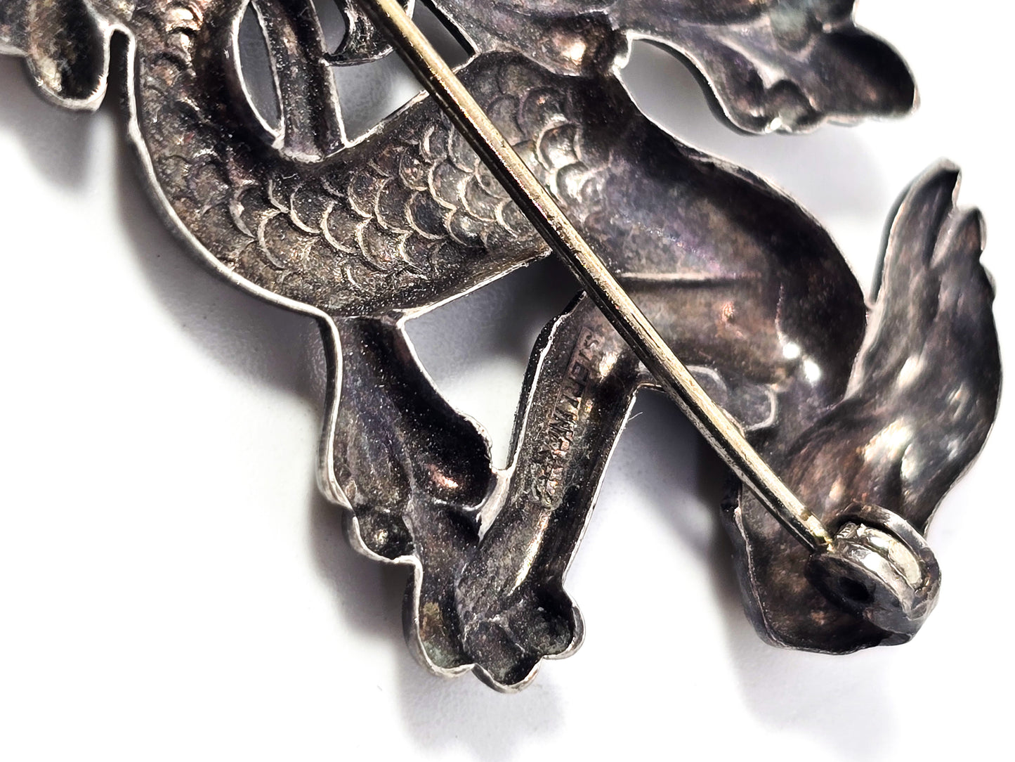 Original WW2 Victory Navy Submariner Mermaid Sterling Silver Brooch Uncas
