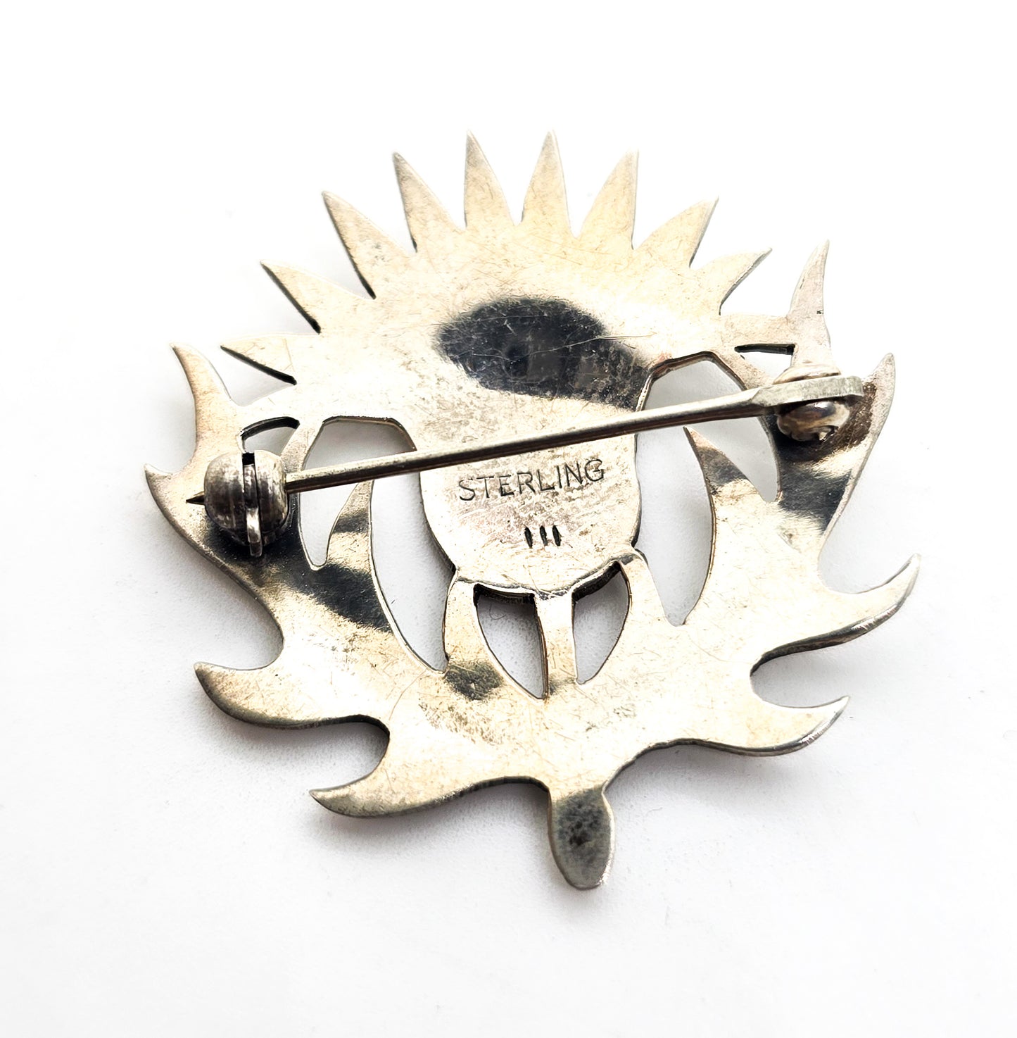 Scottish sterling silver vintage thistle sash kilt brooch