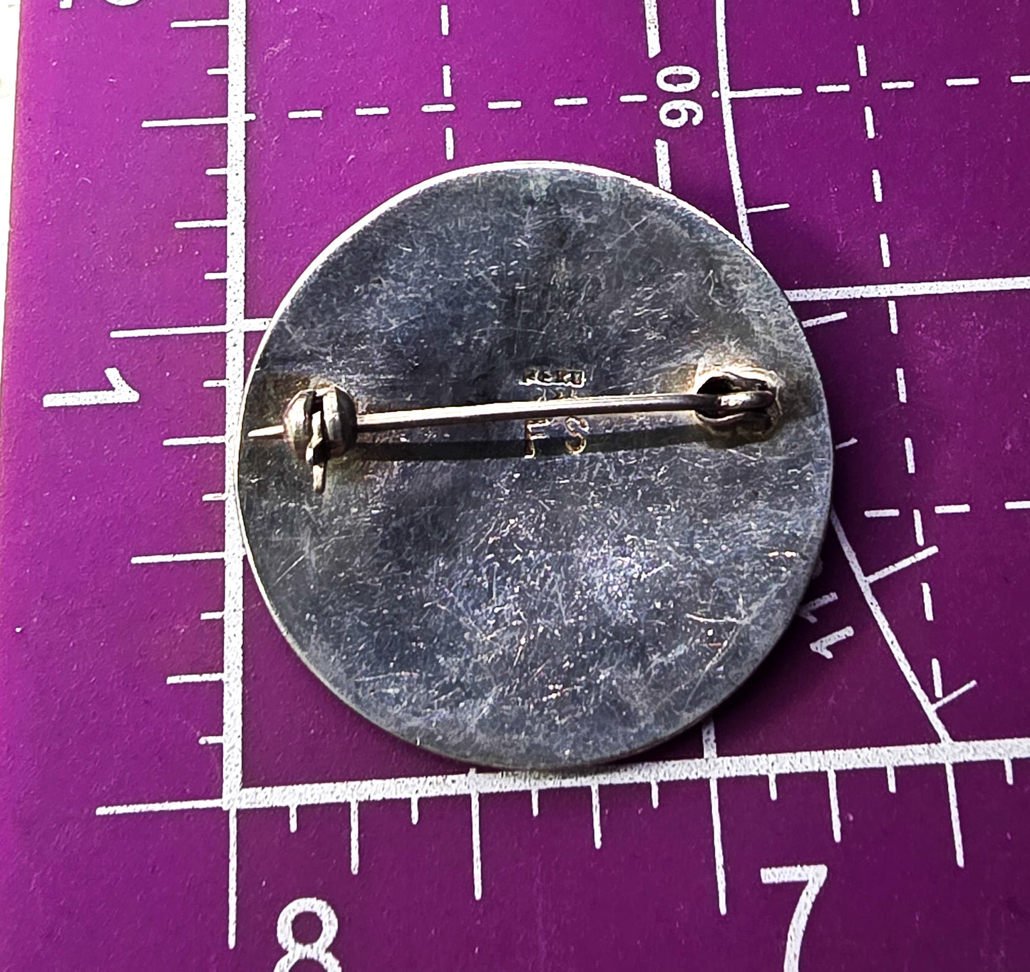 Double wolf Nazca Peru Incan vintage artisan FS sterling silver brooch