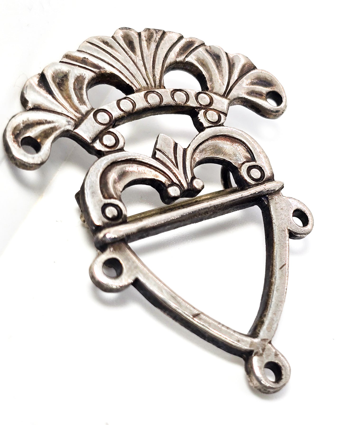 Victorian Scottish Luckenbooth Mary Queen of Scotts antique sterling silver brooch