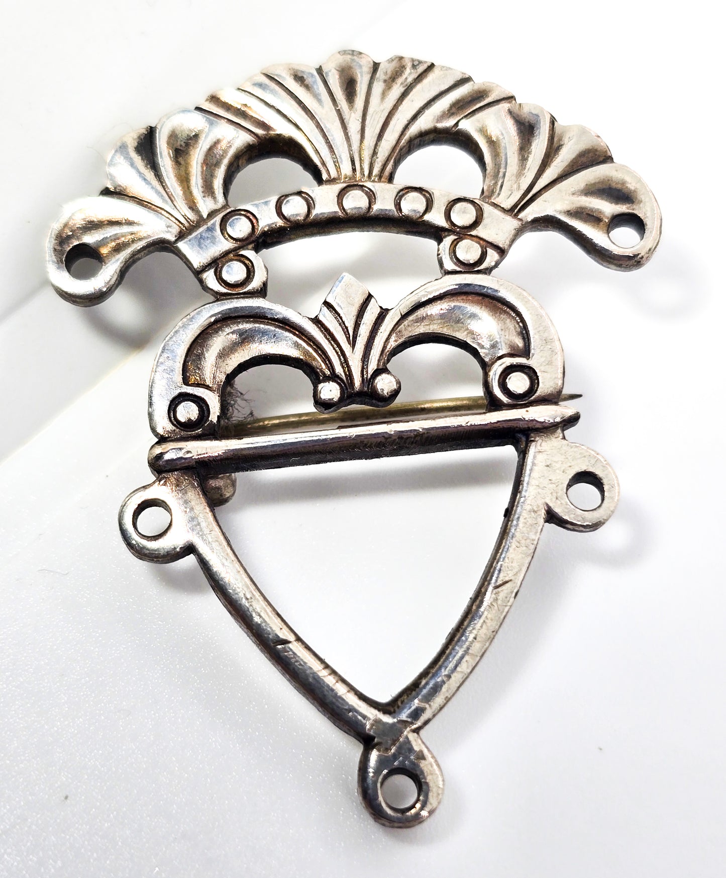 Victorian Scottish Luckenbooth Mary Queen of Scotts antique sterling silver brooch