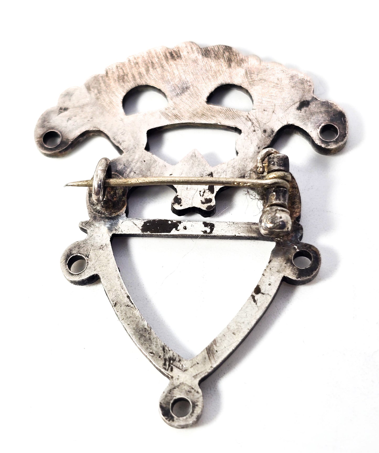 Victorian Scottish Luckenbooth Mary Queen of Scotts antique sterling silver brooch