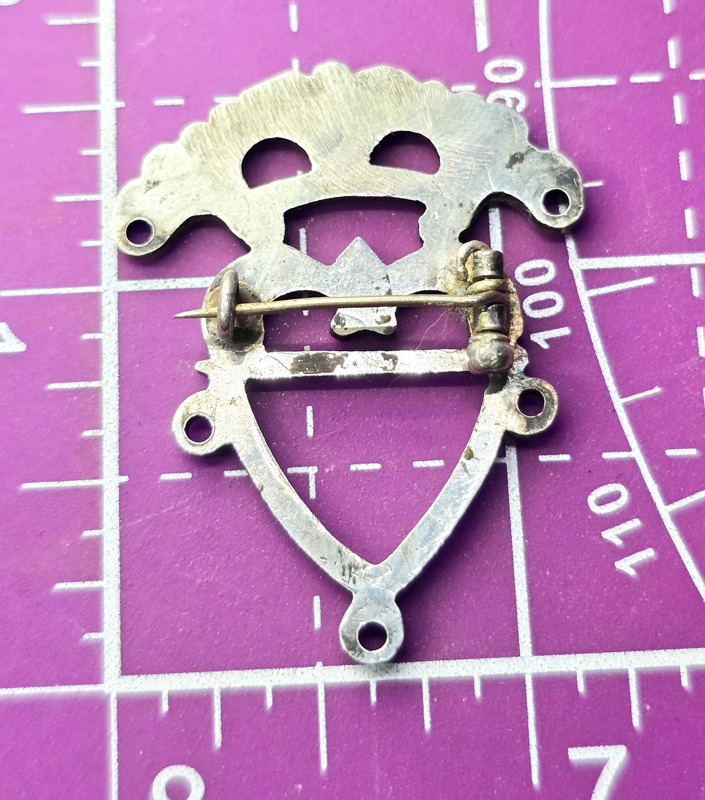 Victorian Scottish Luckenbooth Mary Queen of Scotts antique sterling silver brooch