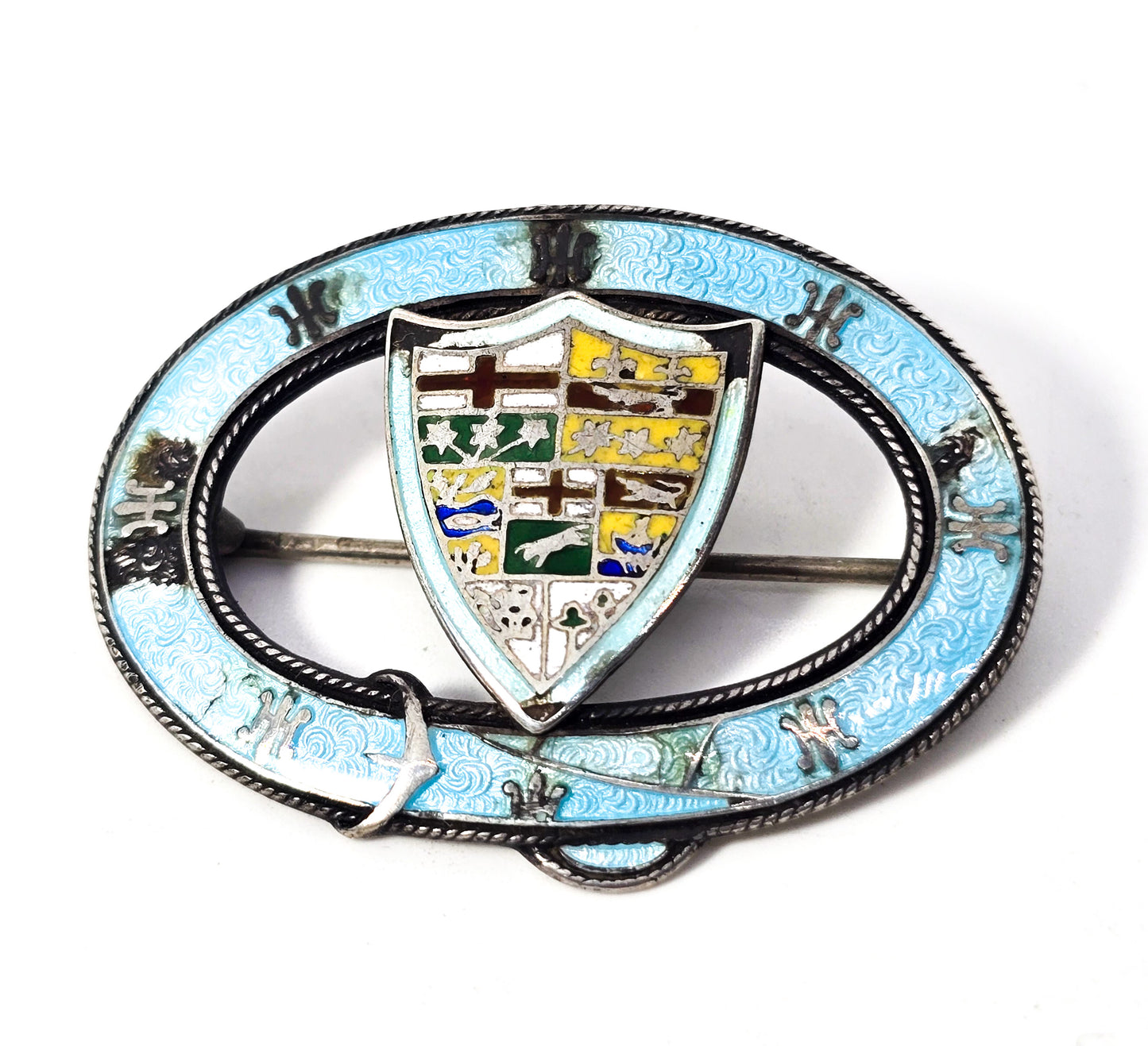 Canadian Providence Best & Co sterling silver enamel antique brooch DAMAGED