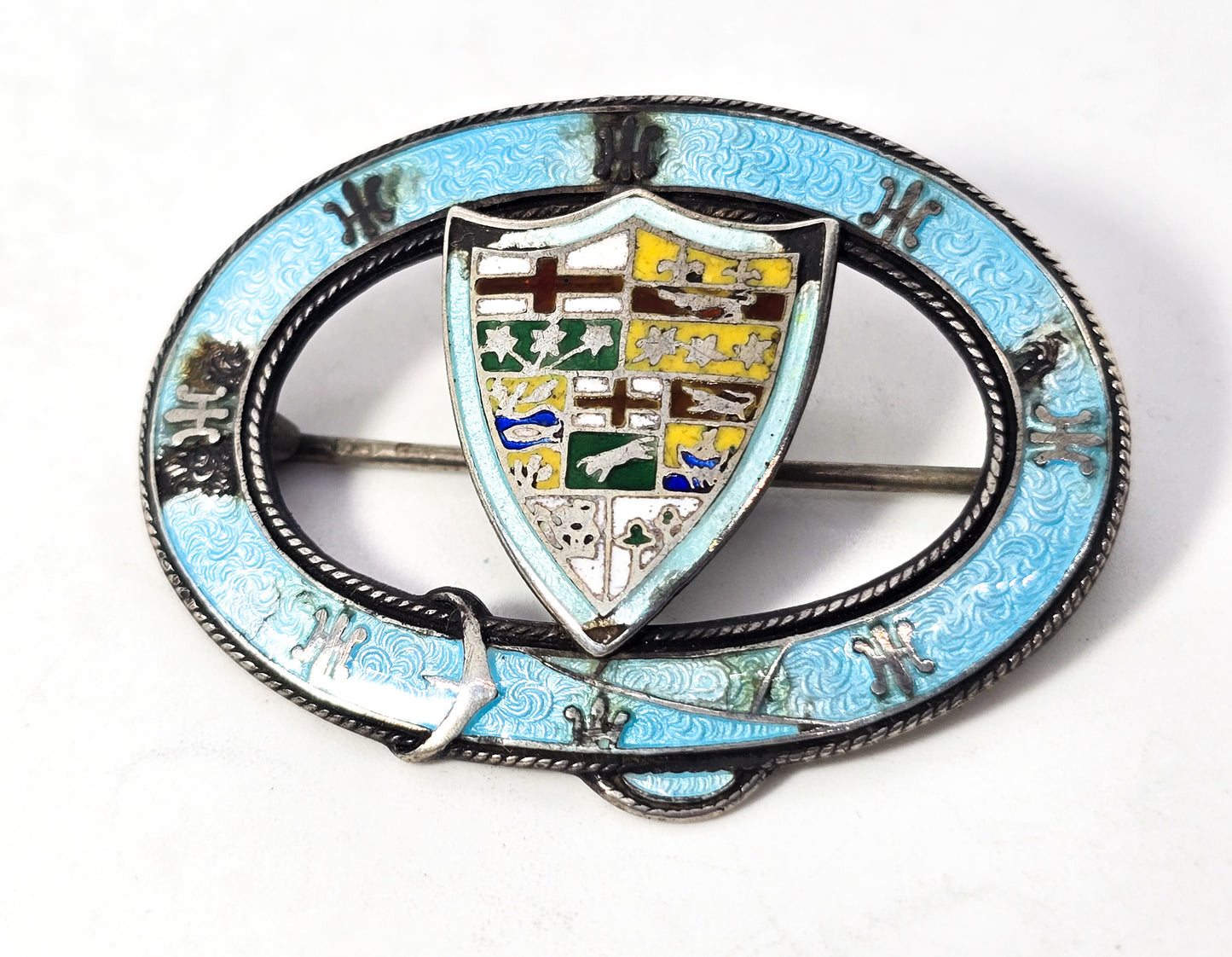 Canadian Providence Best & Co sterling silver enamel antique brooch DAMAGED