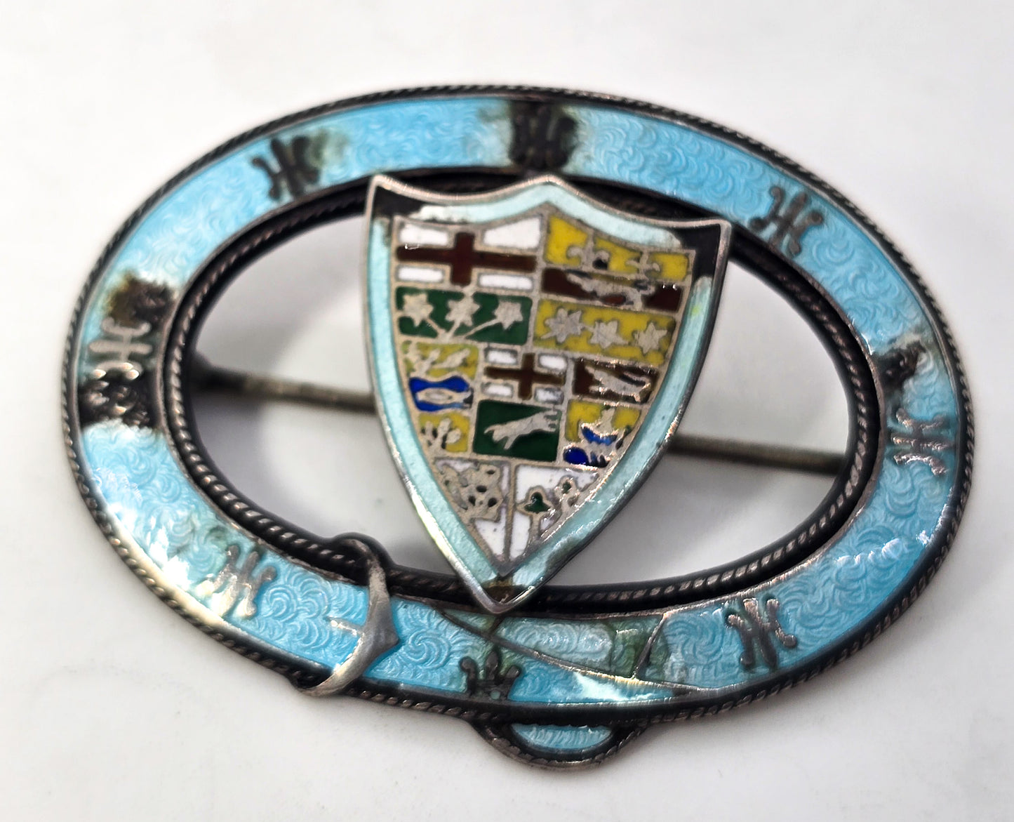 Canadian Providence Best & Co sterling silver enamel antique brooch DAMAGED