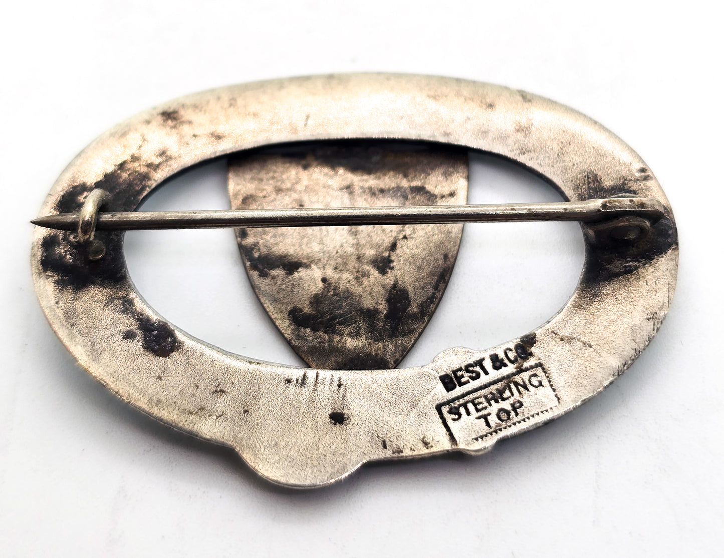 Canadian Providence Best & Co sterling silver enamel antique brooch DAMAGED