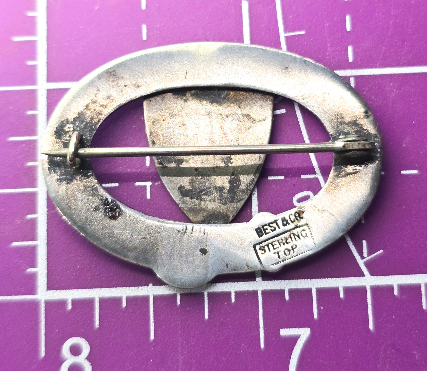 Canadian Providence Best & Co sterling silver enamel antique brooch DAMAGED