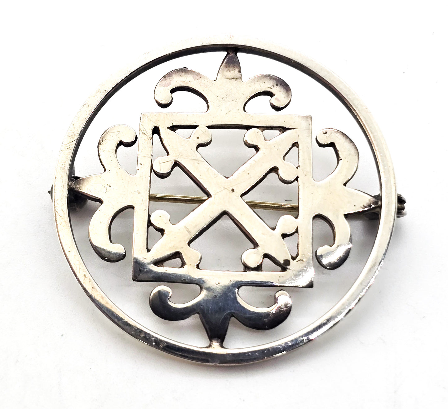 Scottish Malcolm Gray Celtic St Magnus cross hallmarked vintage pin brooch