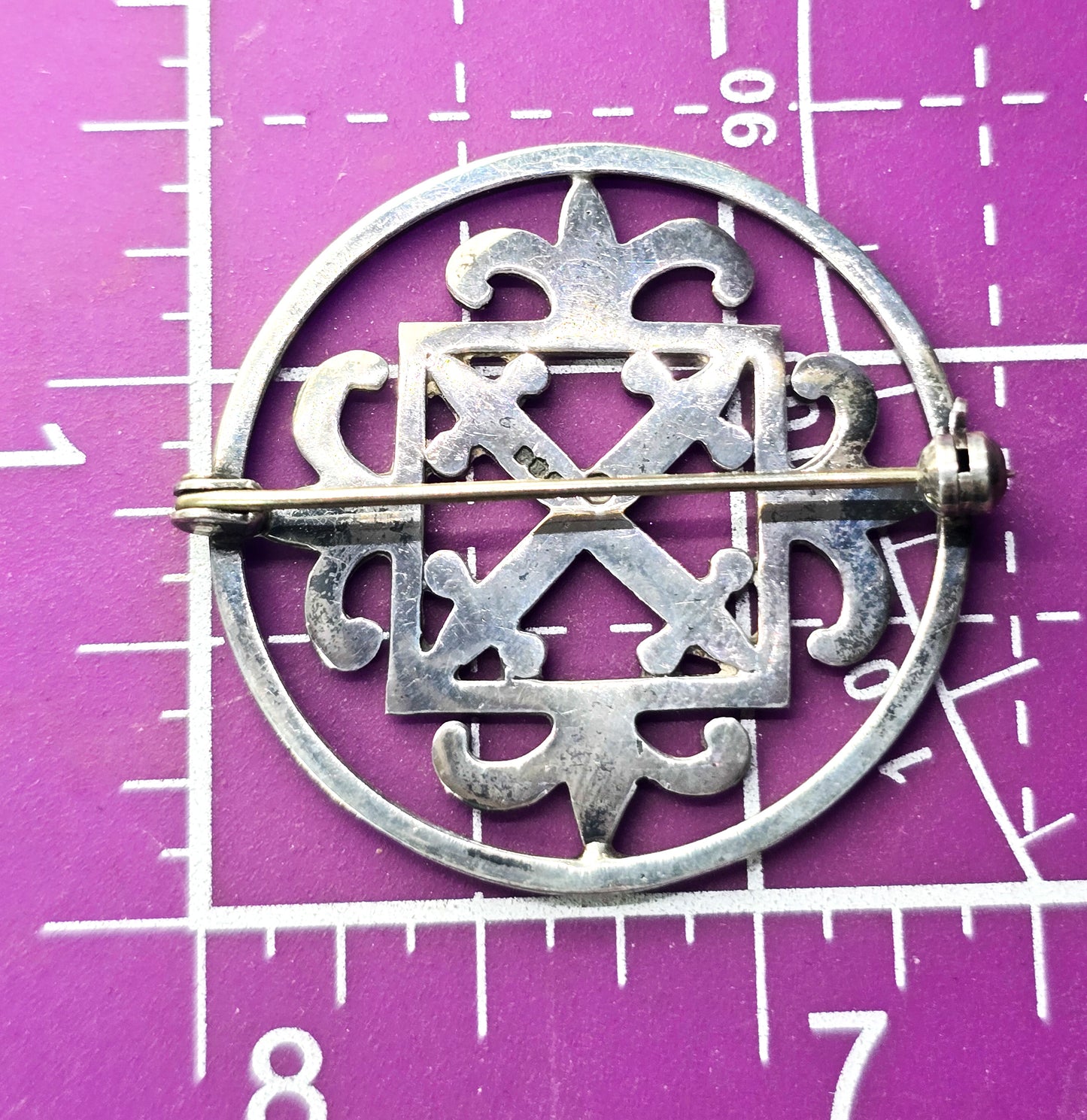 Scottish Malcolm Gray Celtic St Magnus cross hallmarked vintage pin brooch