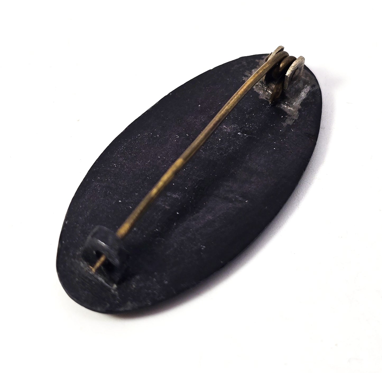 Antique Etched flower black and silver Mourning brooch
