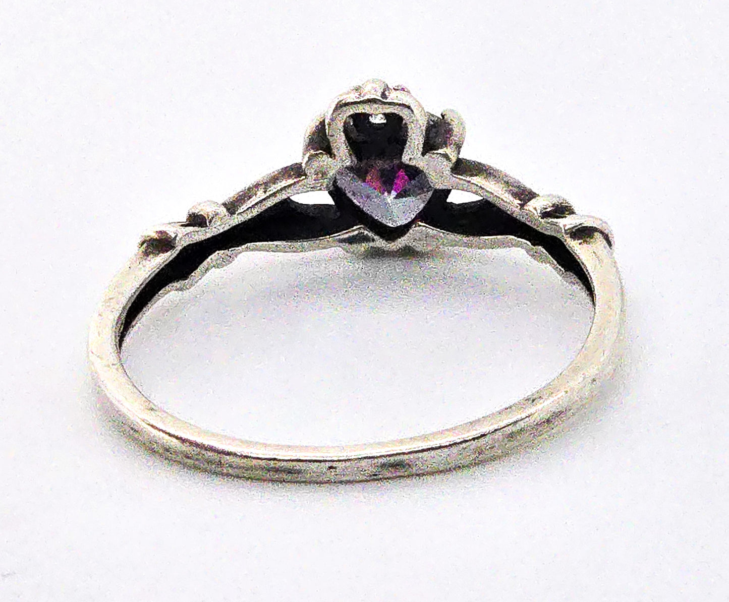 Claddagh mystic topaz heart Cubic zirconia Irish Druid sterling silver ring size 9