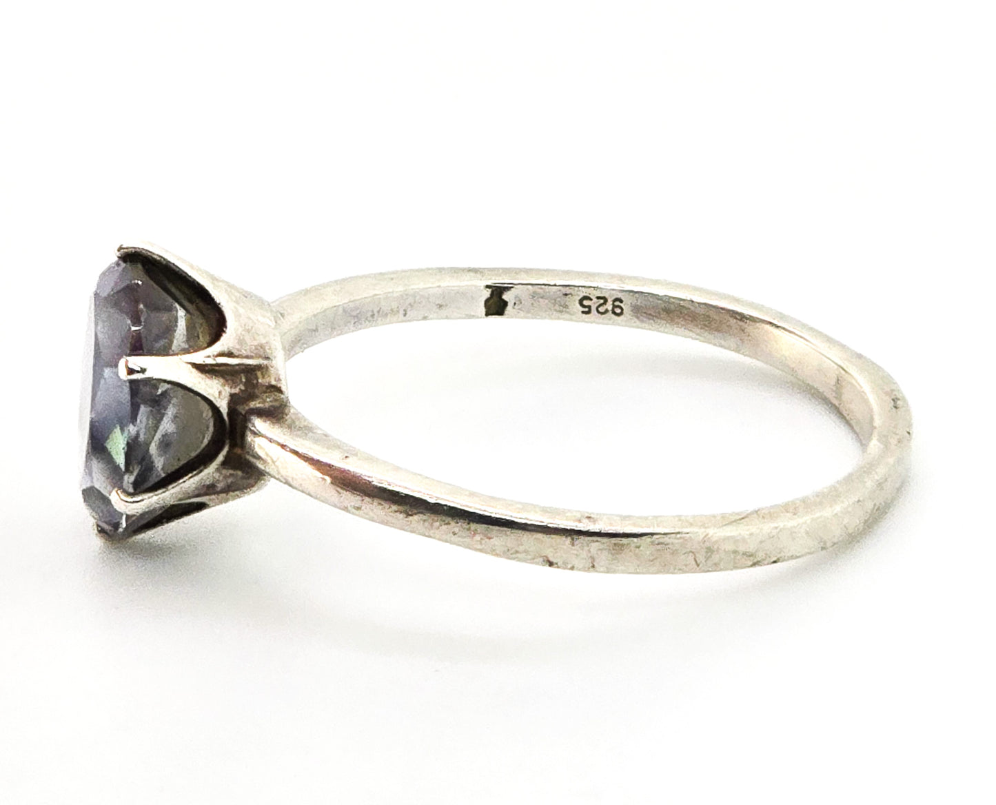 Peacock Mystic Topaz 2ct oval cut faceted sterling silver solitaire ring size 9