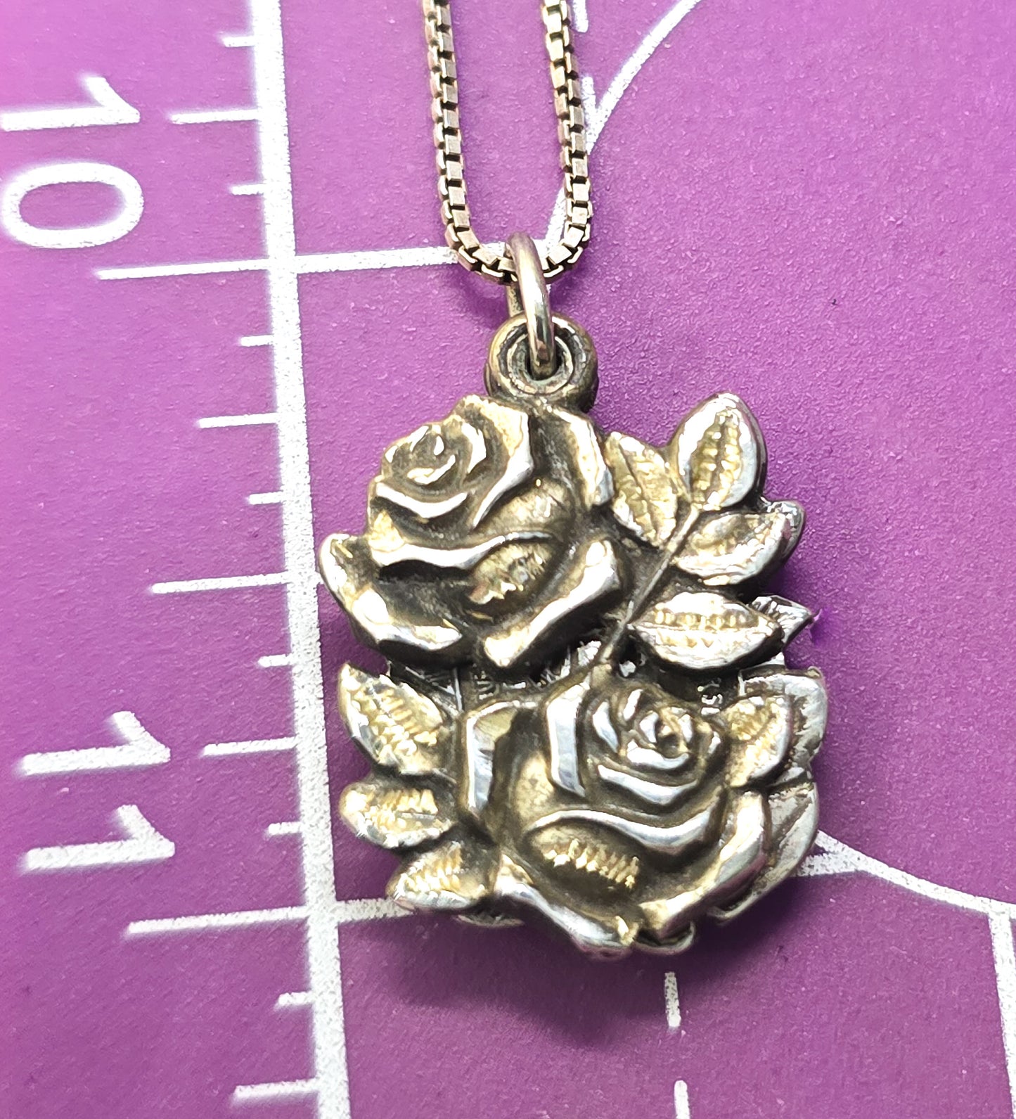 Miraculous Medal Mary 3 part rose locket vintage sterling silver Catholic necklace