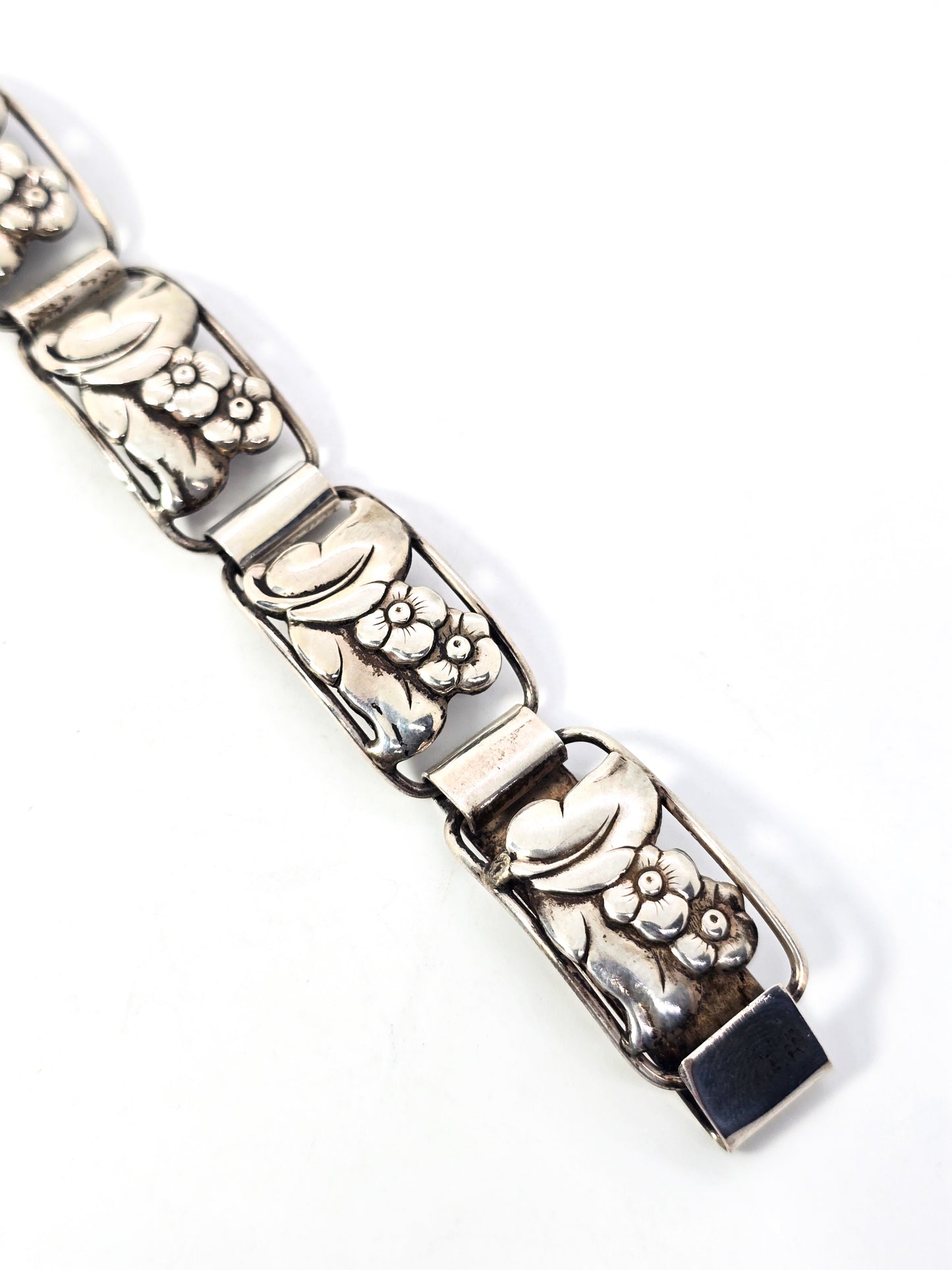 F. B. Rathche Silver 830S vintage flower panel Bracelet Modernist Denmark