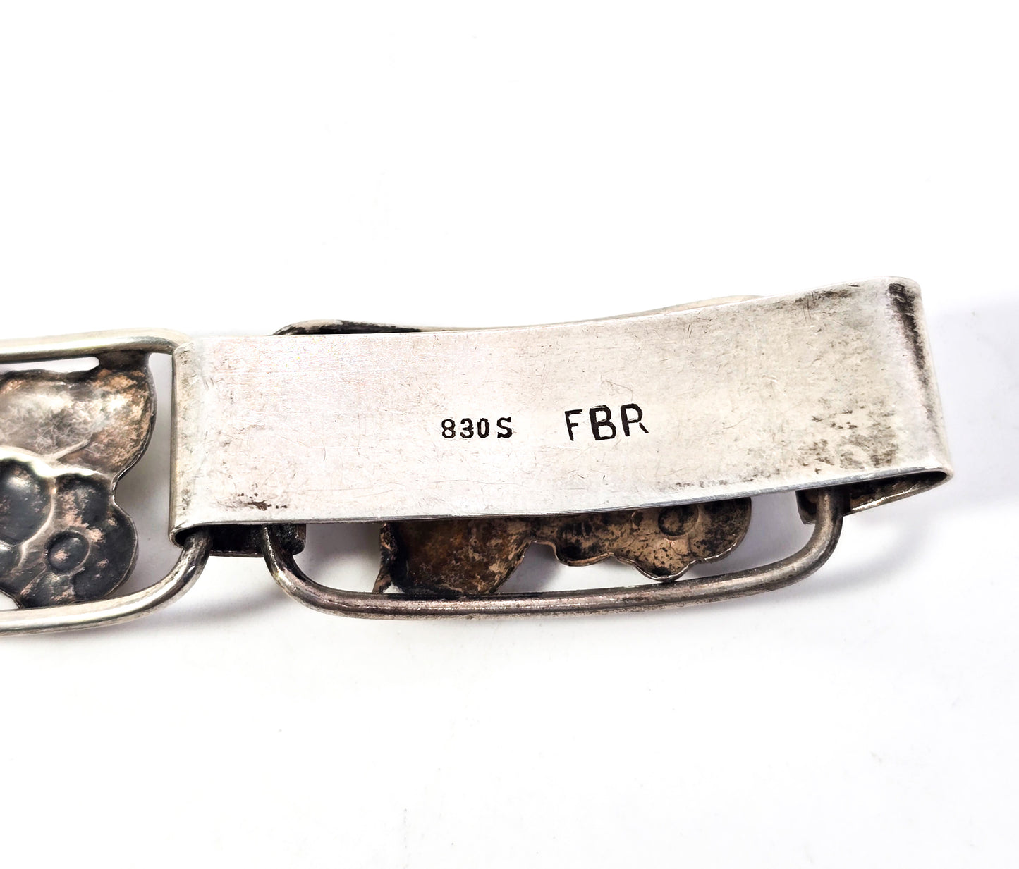 F. B. Rathche Silver 830S vintage flower panel Bracelet Modernist Denmark