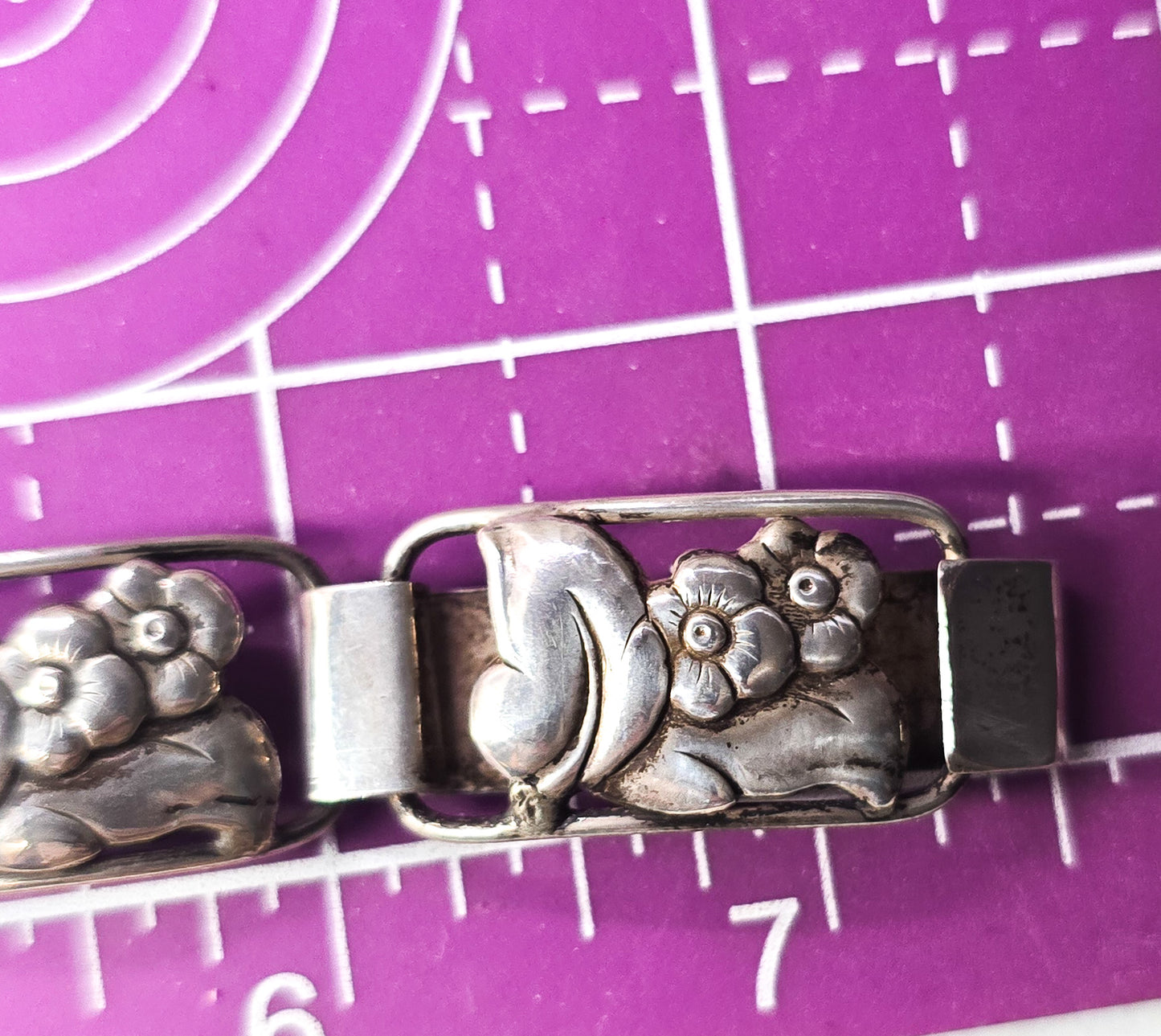 F. B. Rathche Silver 830S vintage flower panel Bracelet Modernist Denmark