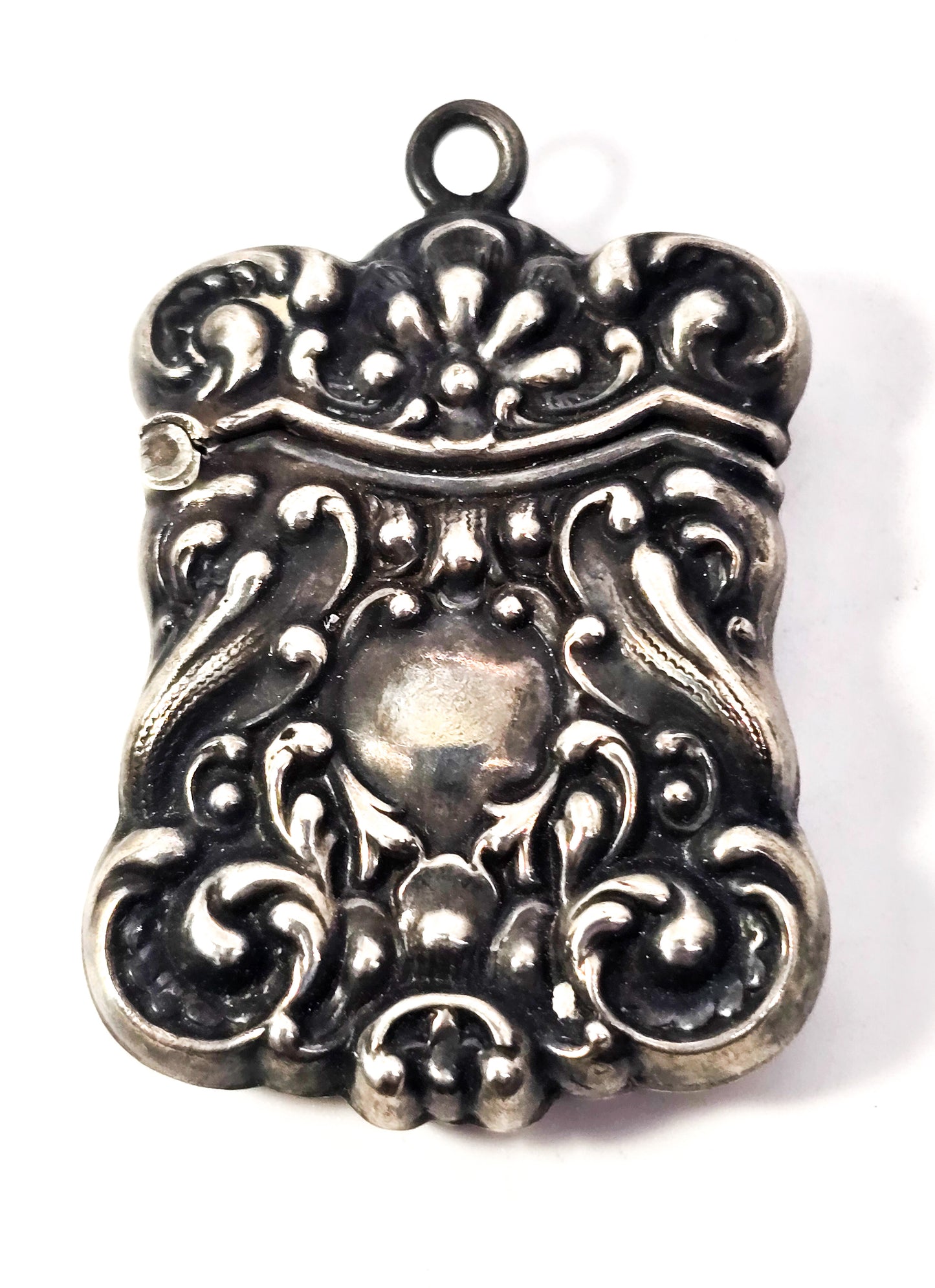 Antique Victorian braided hair mourning necklace with sterling silver vesta pendant
