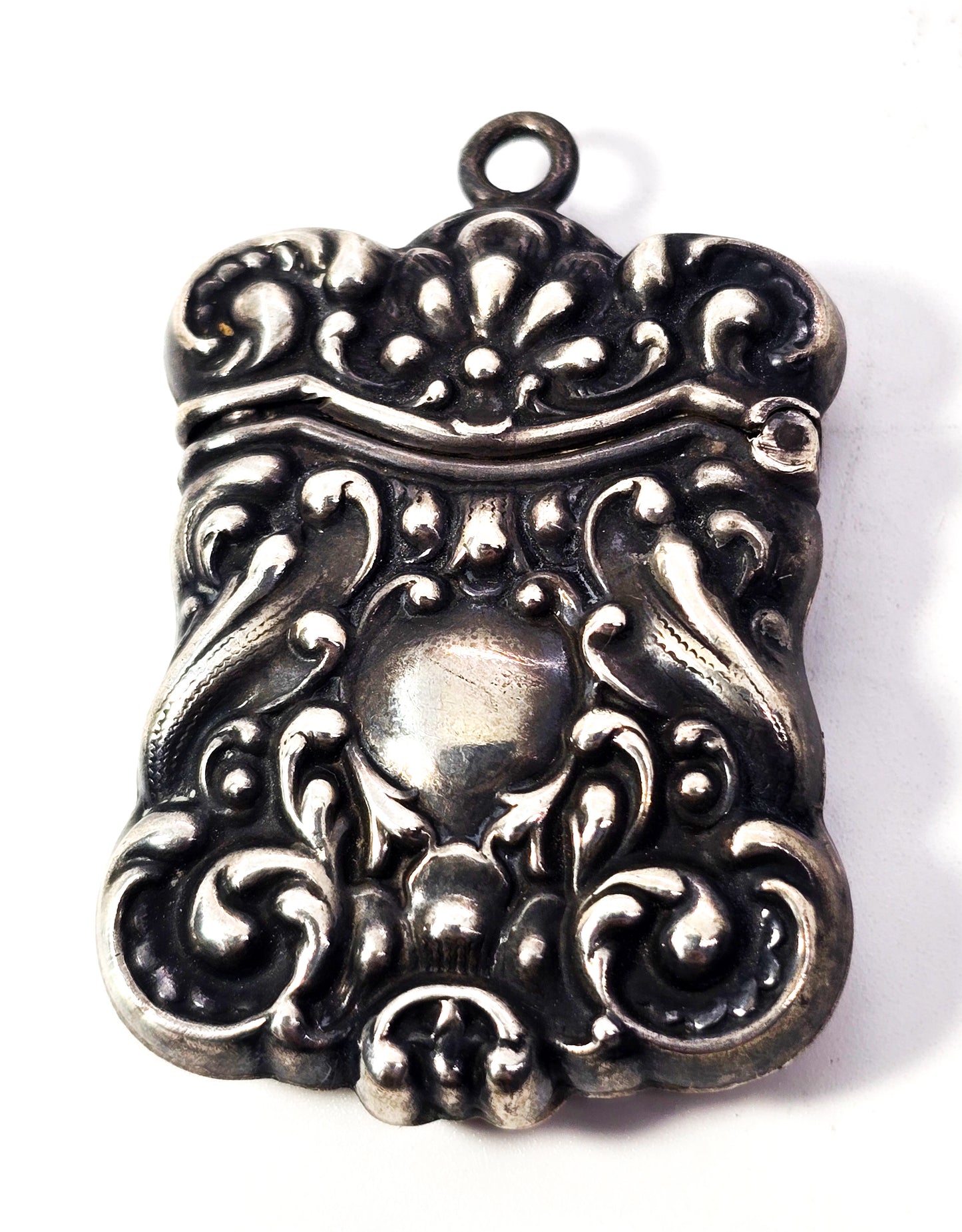 Antique Victorian braided hair mourning necklace with sterling silver vesta pendant