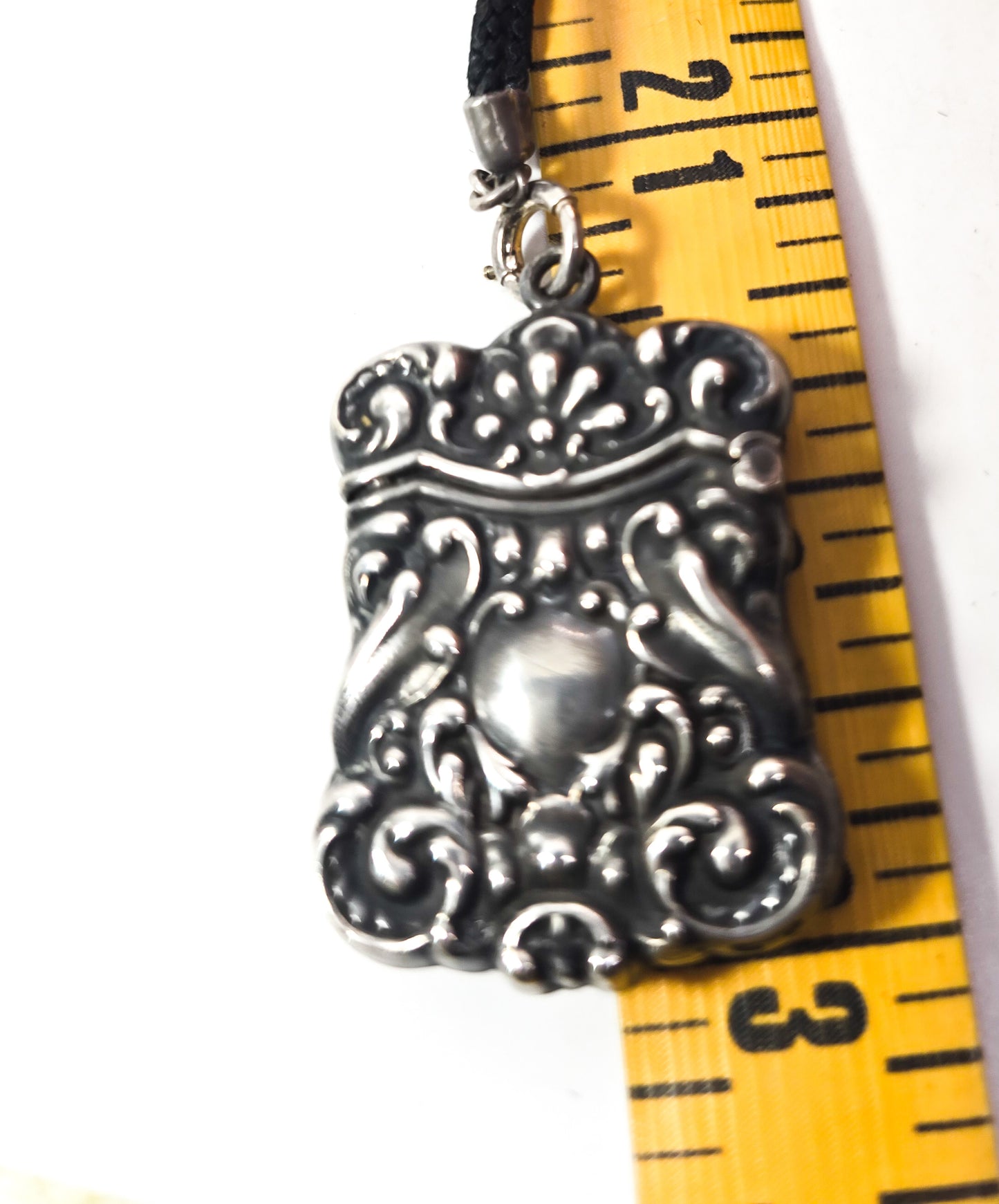 Antique Victorian braided hair mourning necklace with sterling silver vesta pendant