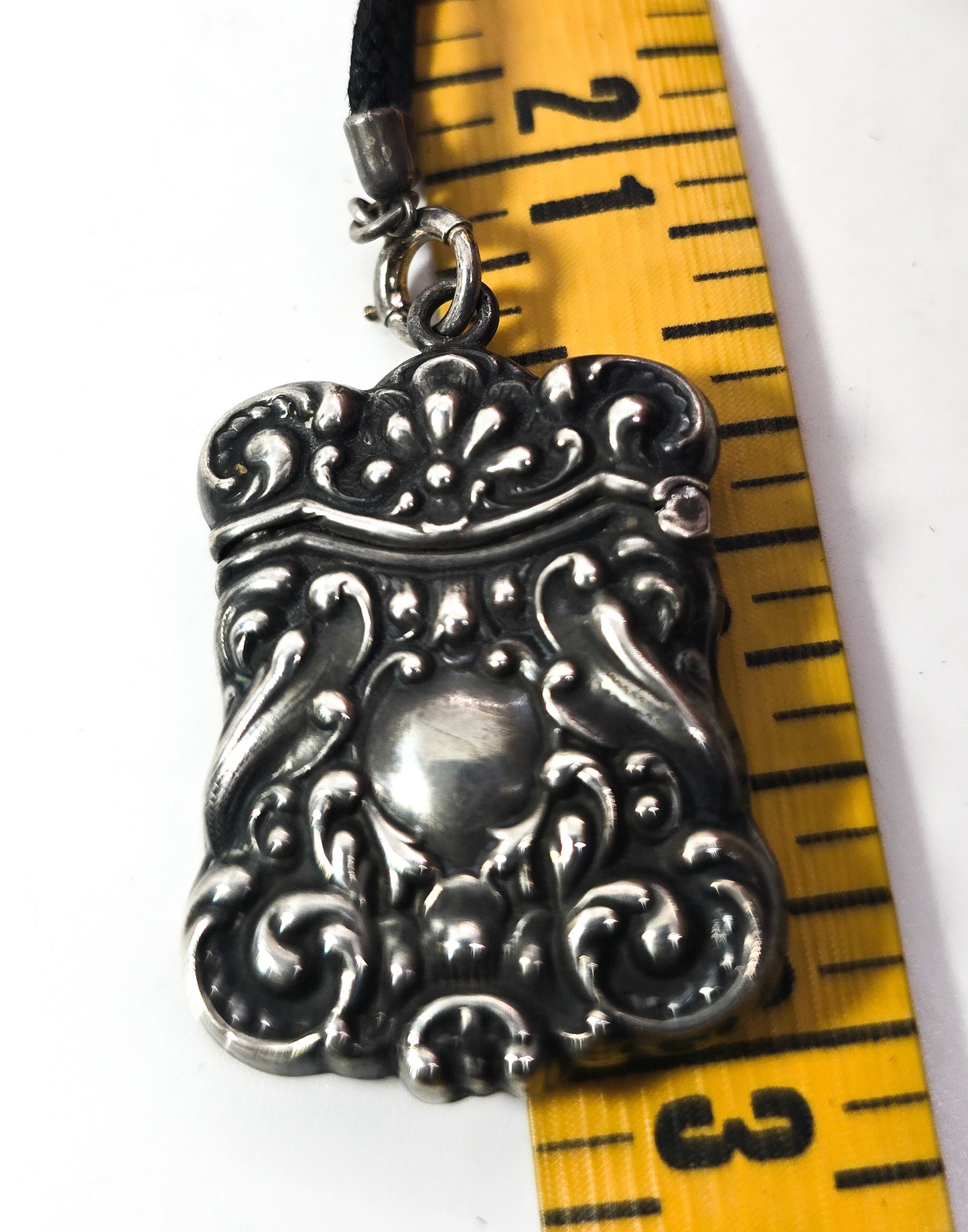 Antique Victorian braided hair mourning necklace with sterling silver vesta pendant