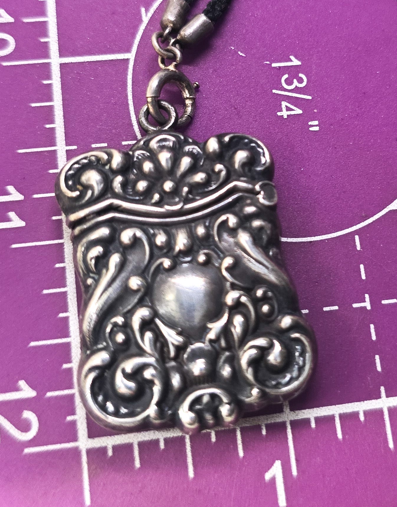 Antique Victorian braided hair mourning necklace with sterling silver vesta pendant
