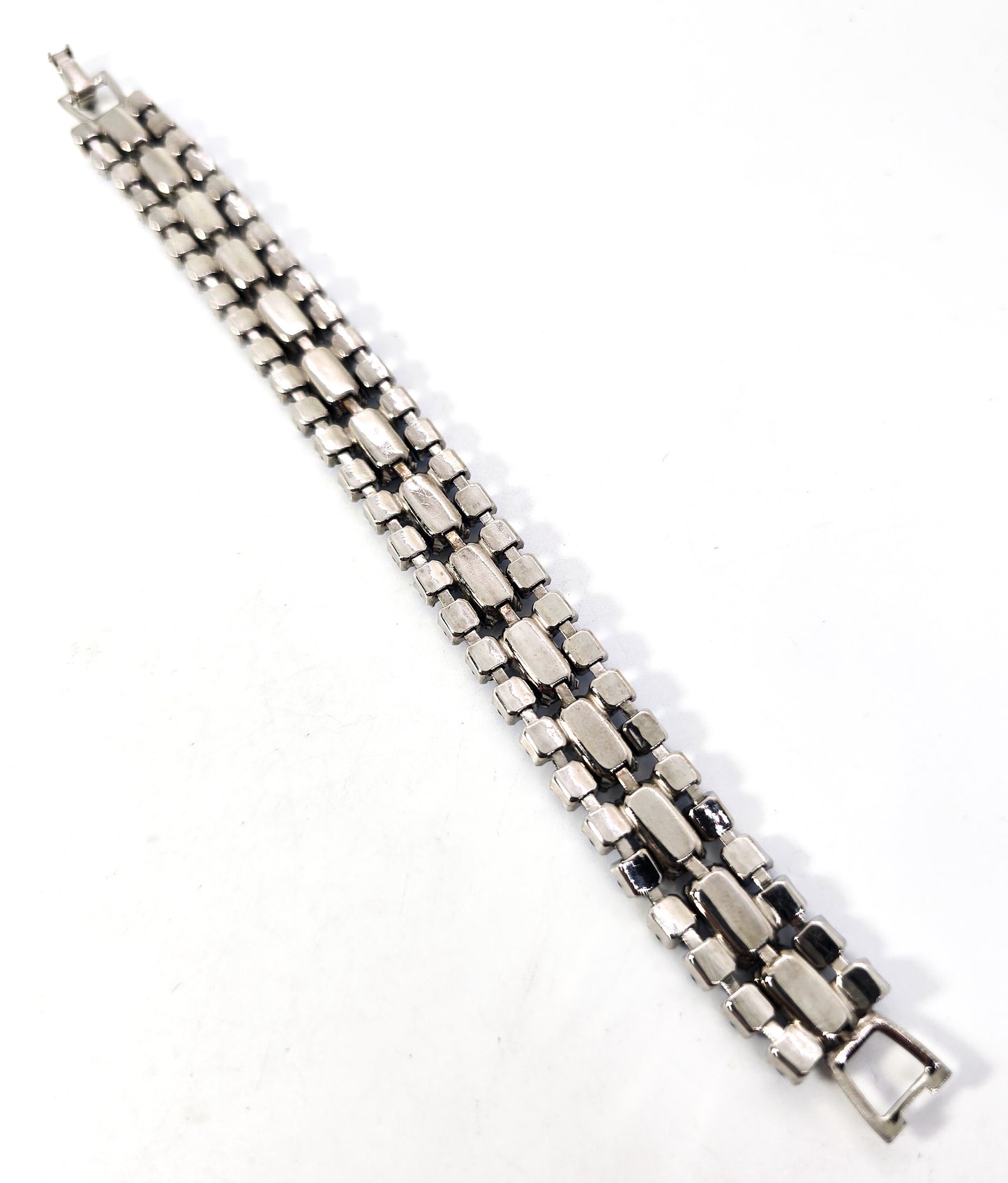 Bi colored Dark and baby blue rhinestone vintage mid century tennis bracelet