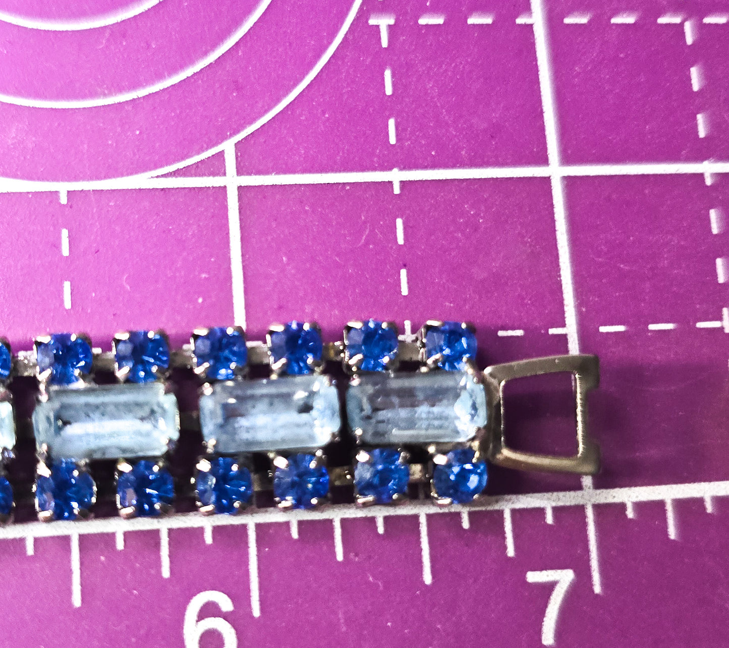 Bi colored Dark and baby blue rhinestone vintage mid century tennis bracelet
