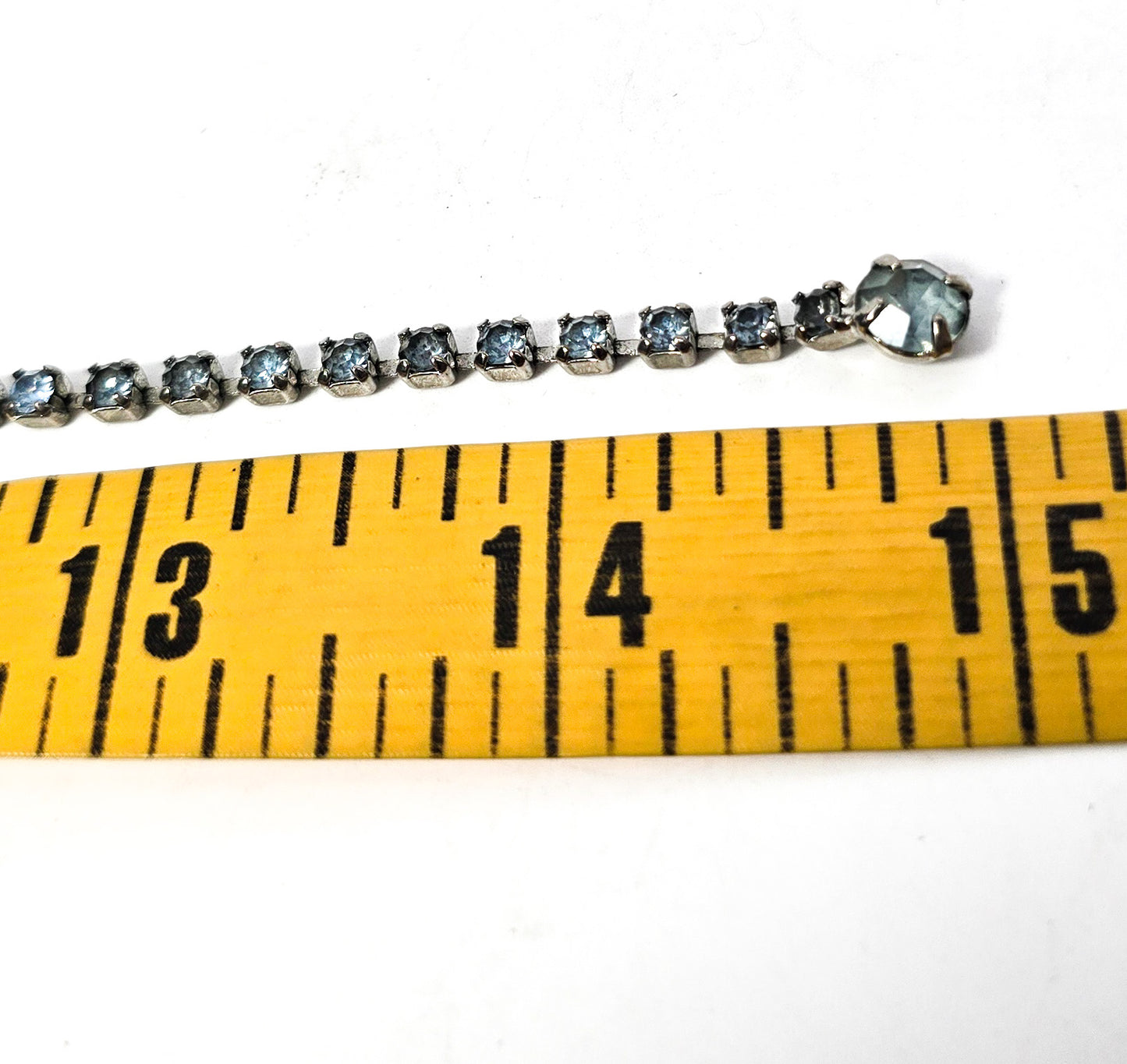Baby Blue Marquis vintage rhinestone collar mid century statement necklace