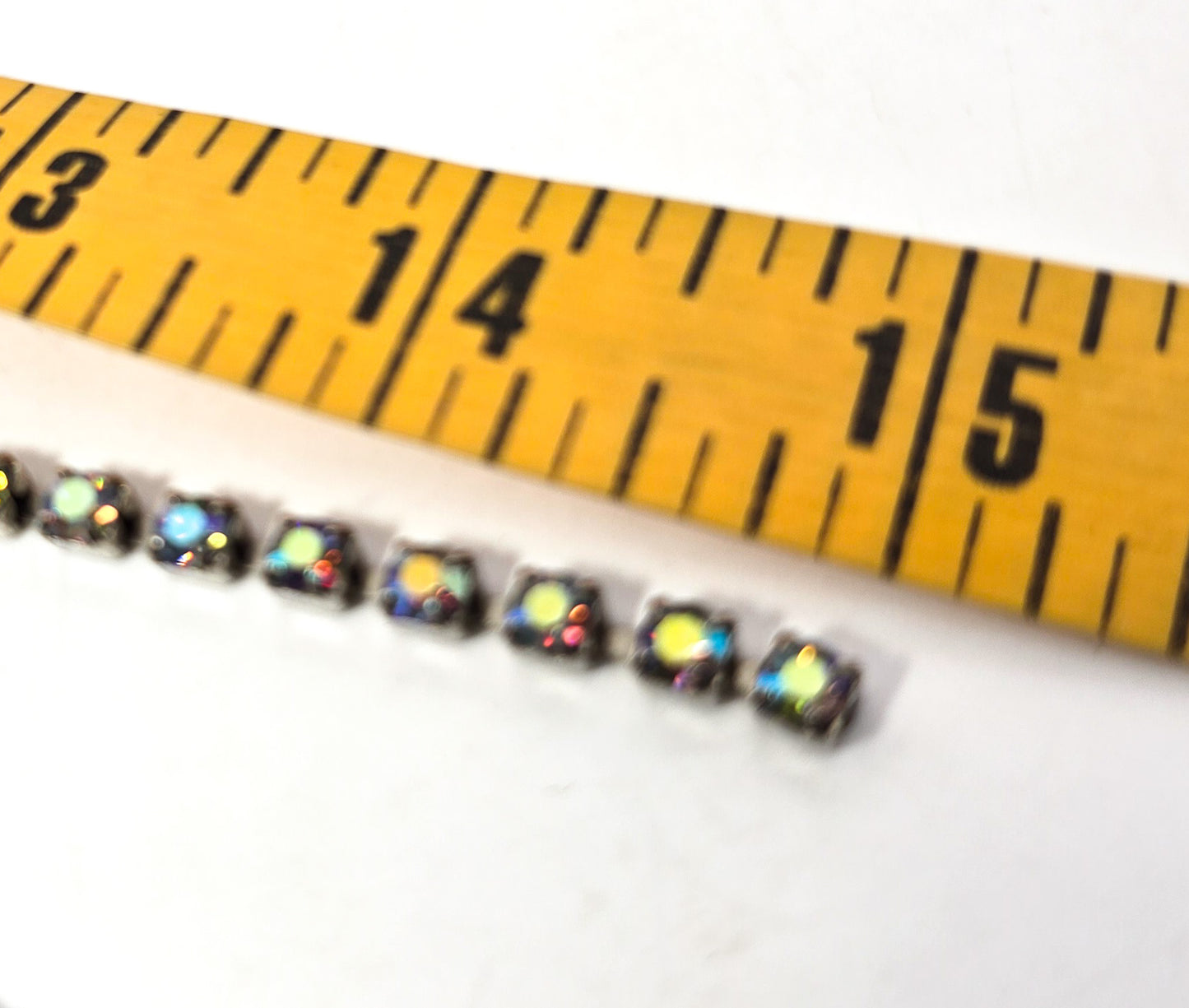 Blue Aurora Borealis vintage rhinestone mid century scalloped bow necklace