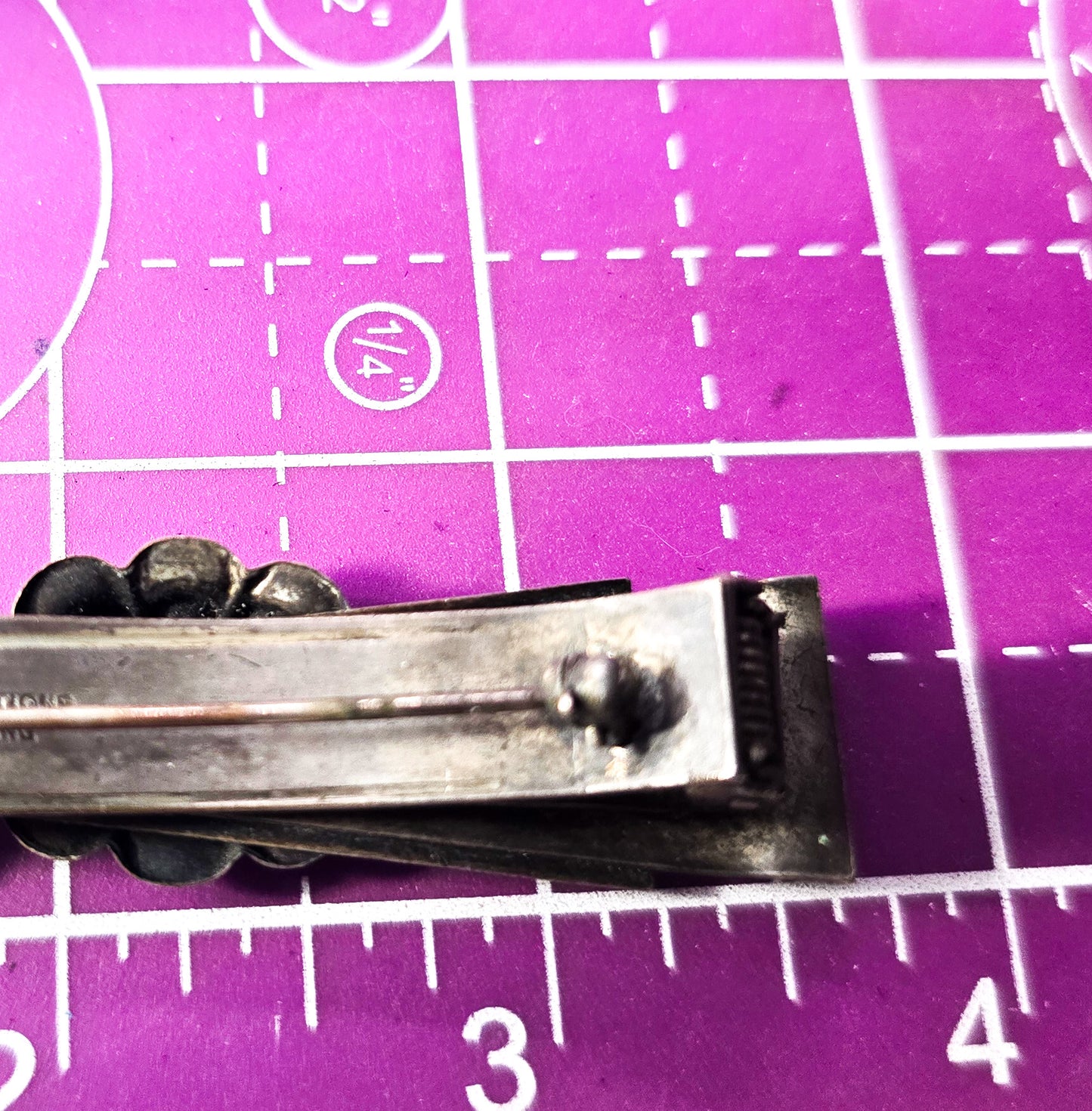 Art Deco Natty Creations embossed flower vintage scarf clip brooch