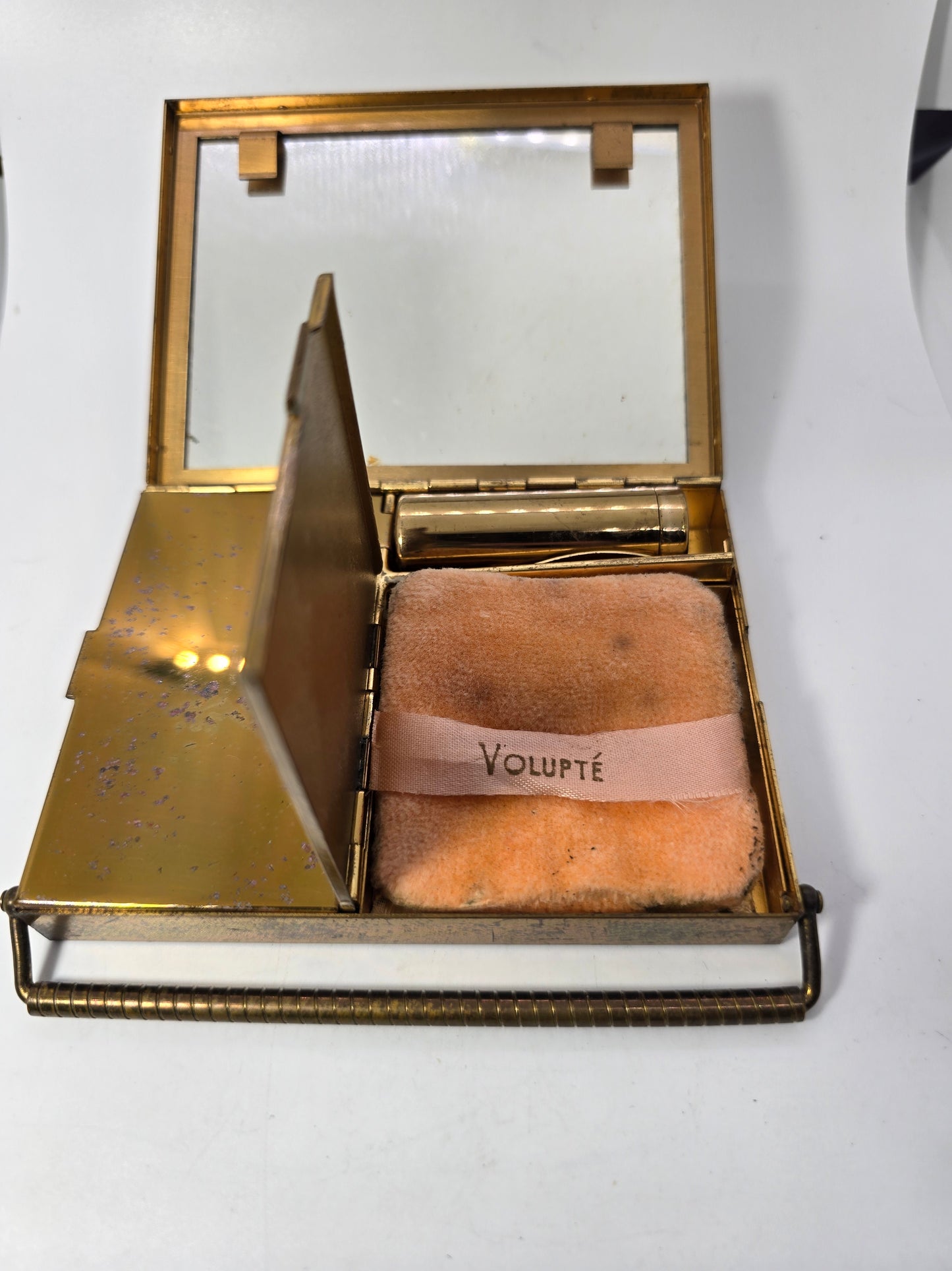 Volupte Carry All Swing Lock lipstick powder mirror vintage compact