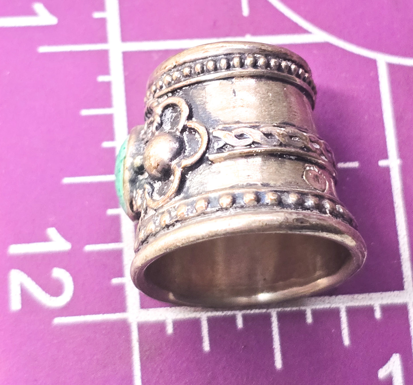 Banded Malachite sterling silver 900 vintage gemstone sewing thimble