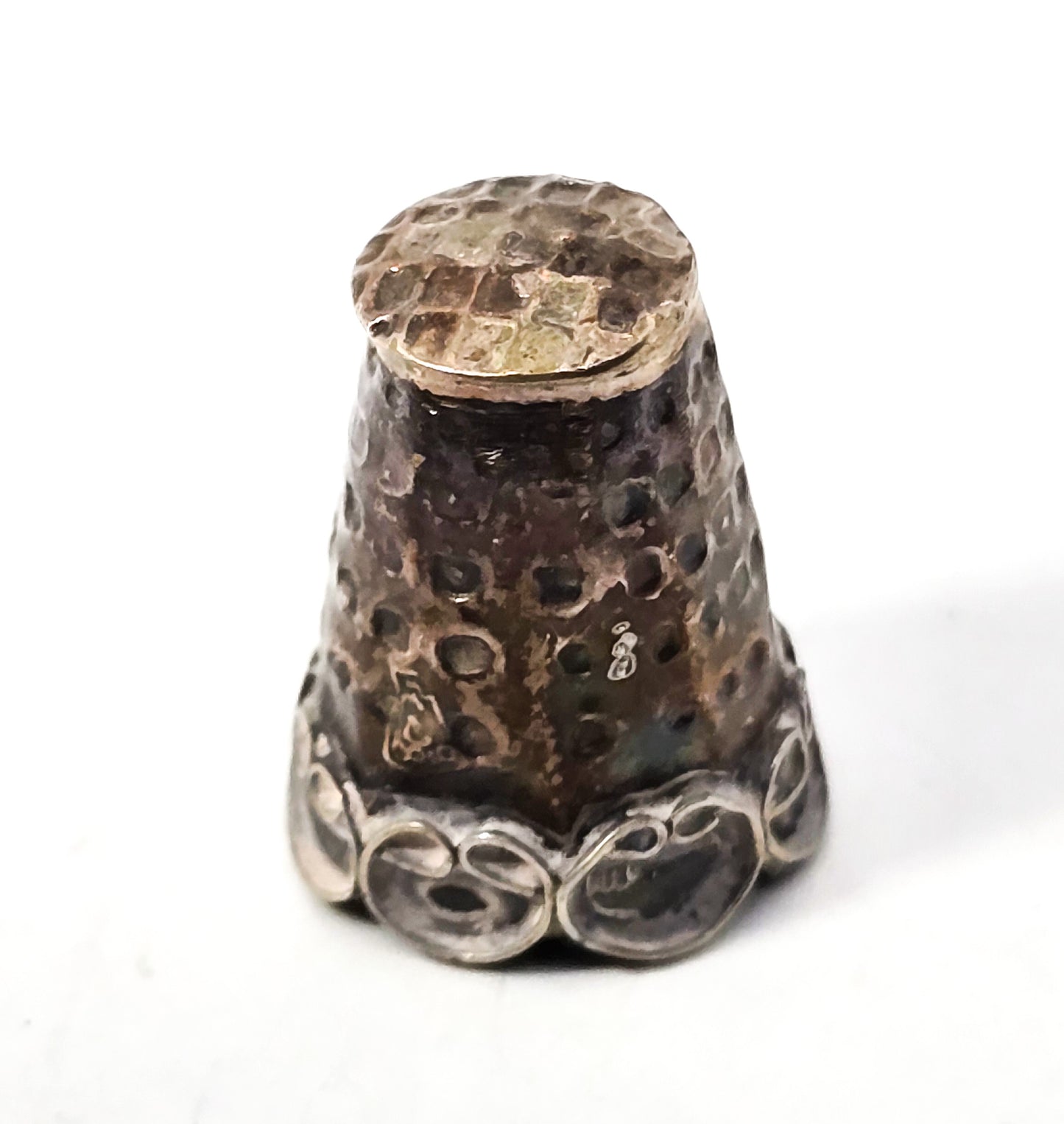 Mexico alpaca silver vintage embossed Eagle mark sewing thimble