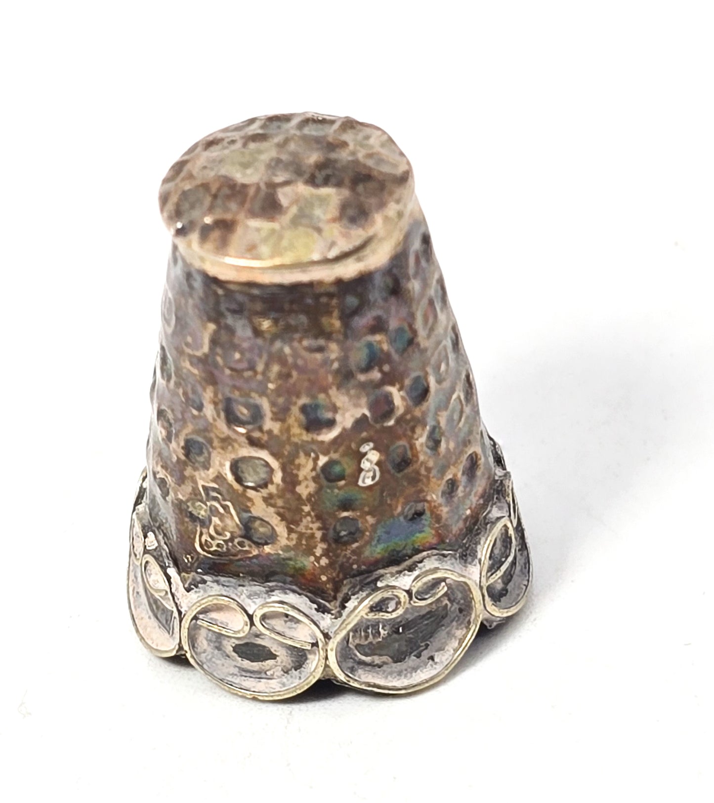Mexico alpaca silver vintage embossed Eagle mark sewing thimble